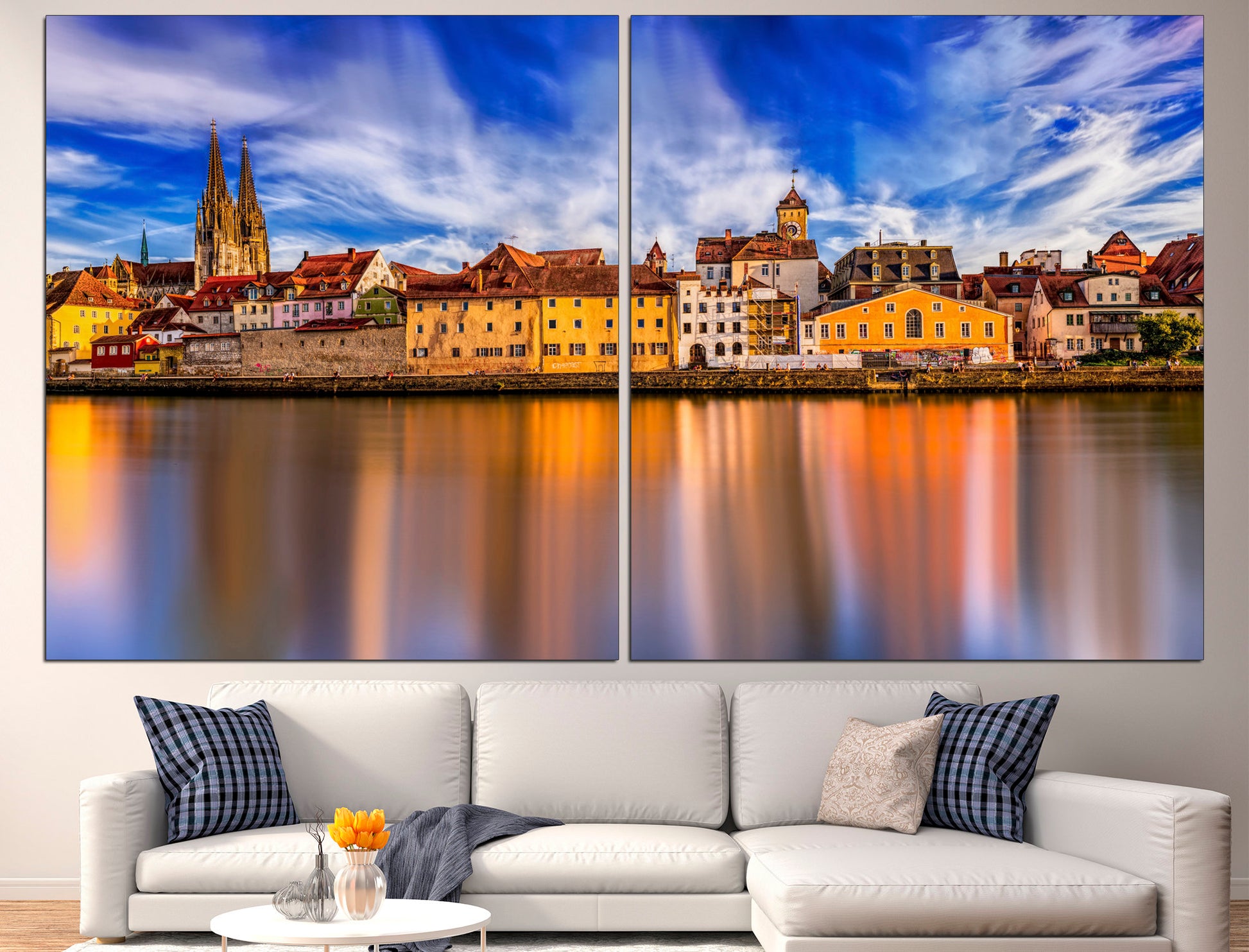 Regensburg Panorama Germany Canvas Regensburg Wall Art, Germany Poster German Architecture Urban Canvas Print