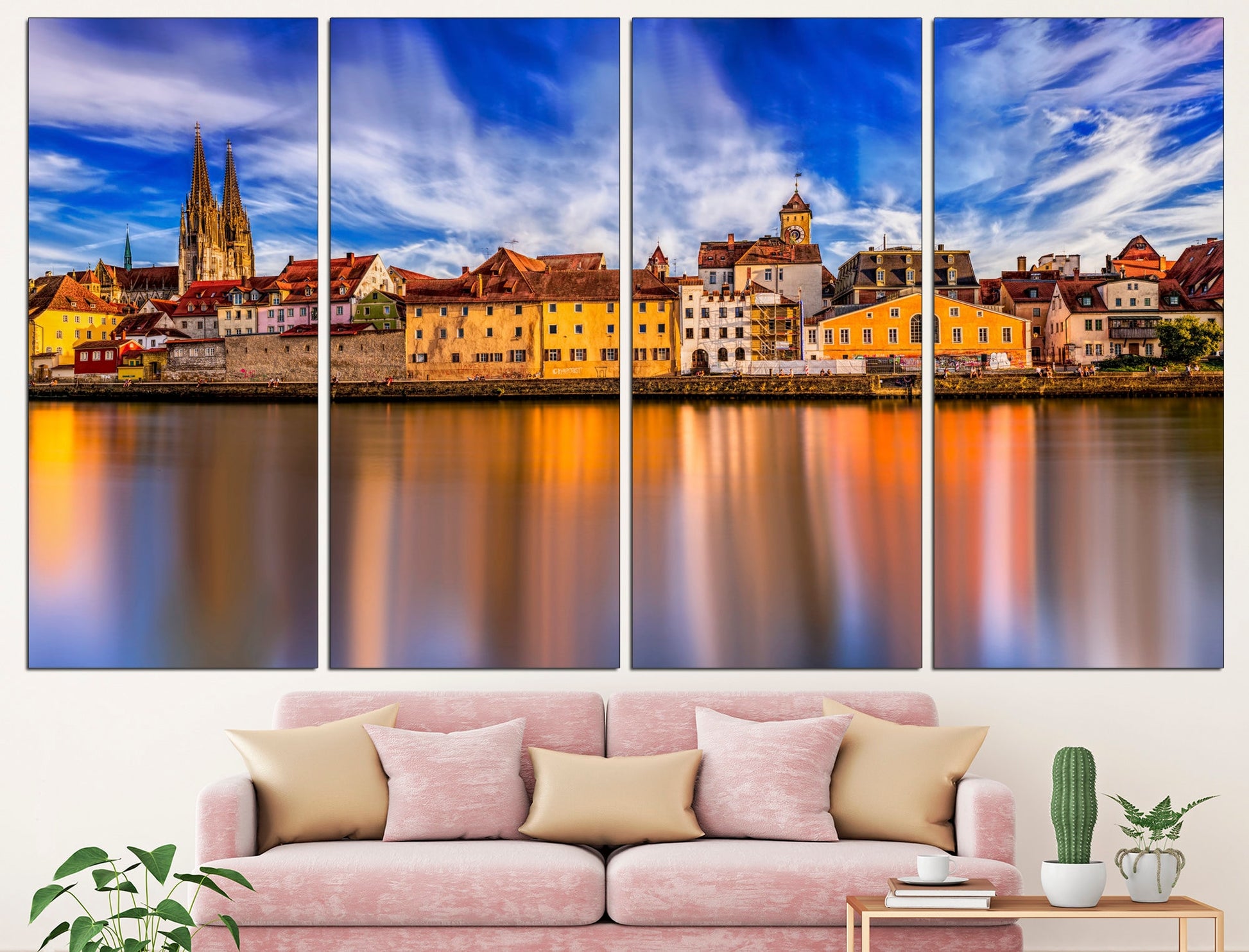 Regensburg Panorama Germany Canvas Regensburg Wall Art, Germany Poster German Architecture Urban Canvas Print