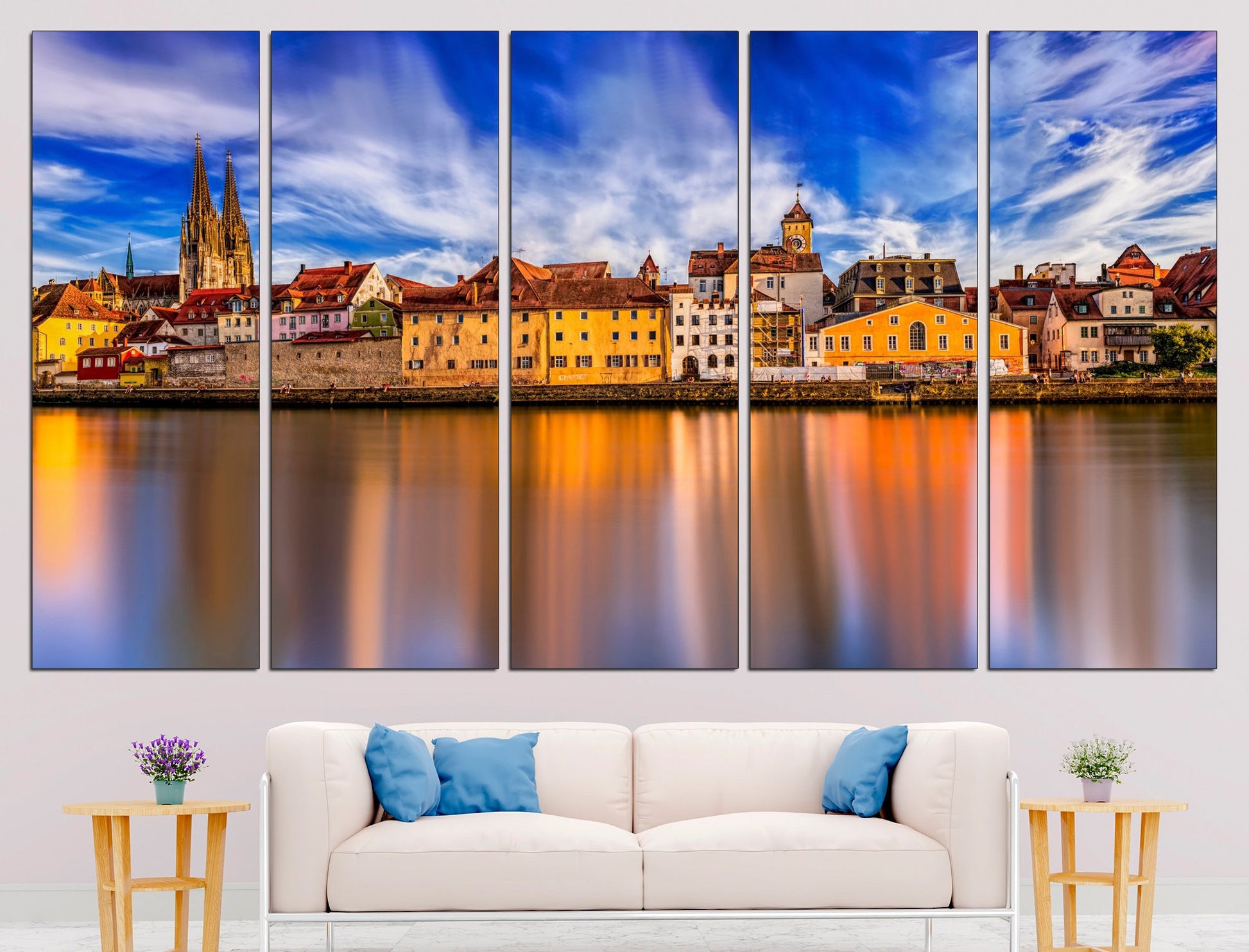 Regensburg Panorama Germany Canvas Regensburg Wall Art, Germany Poster German Architecture Urban Canvas Print