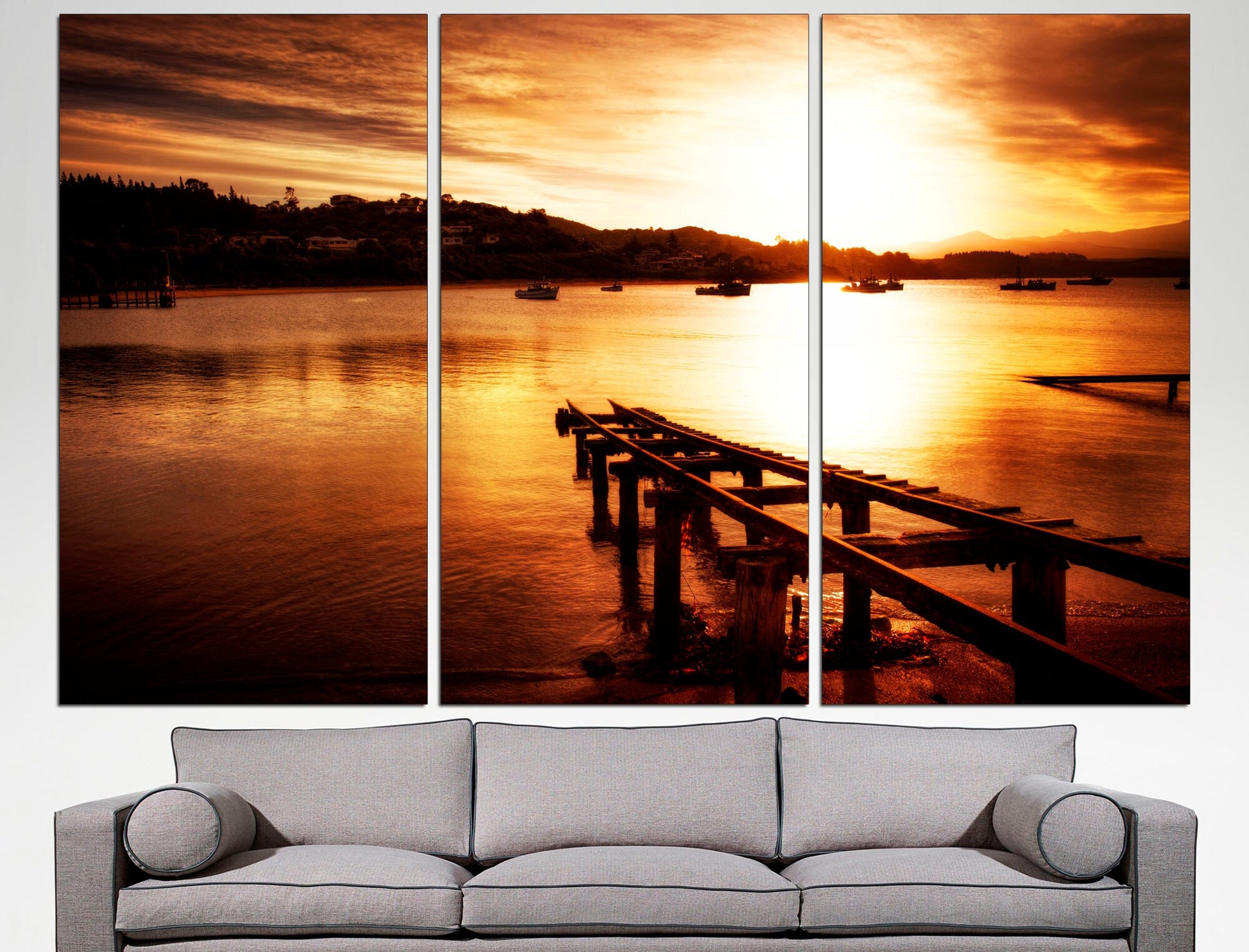 Sunset wall art Pier print Landscape wall art, Sunset photography Sunset canvas art Living room wall art