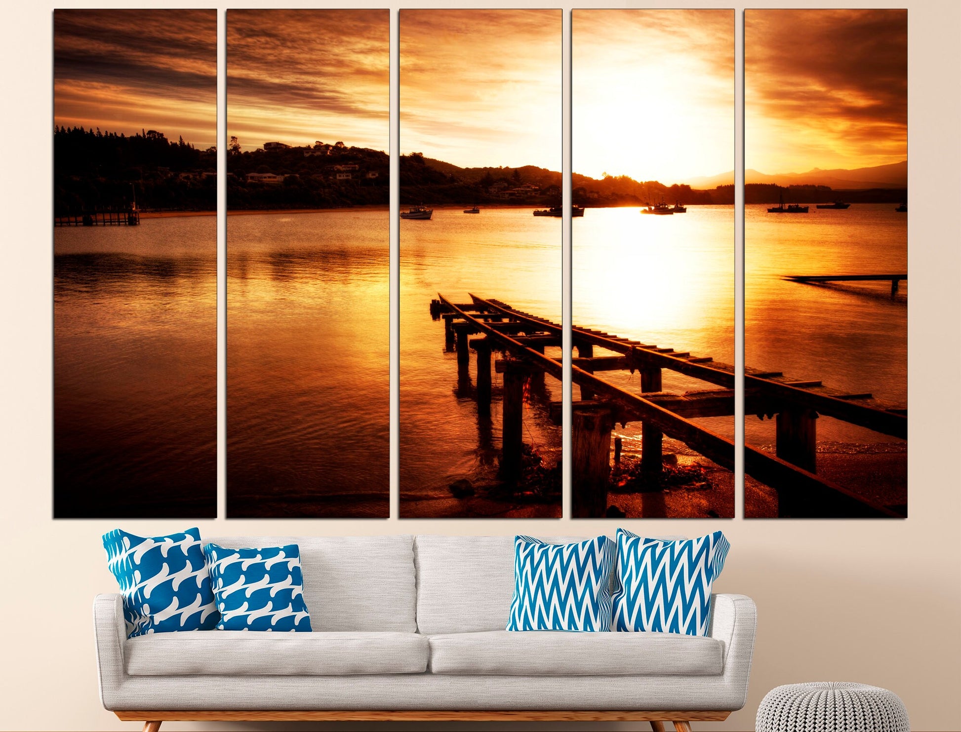 Sunset wall art Pier print Landscape wall art, Sunset photography Sunset canvas art Living room wall art