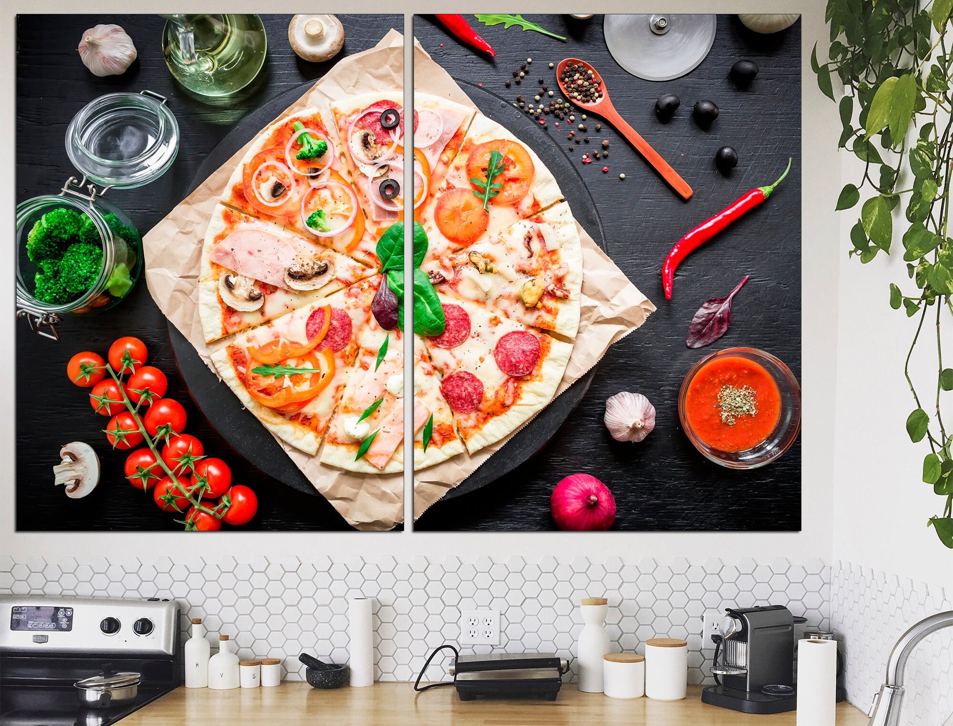 Pizza print Restaurant poster Pizza wall art, Restaurant canvas Kitchen print Pizza wall decor