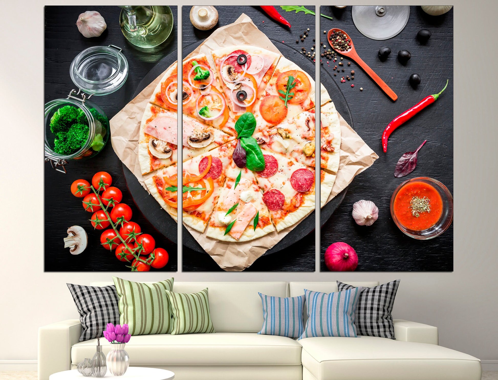 Pizza print Restaurant poster Pizza wall art, Restaurant canvas Kitchen print Pizza wall decor