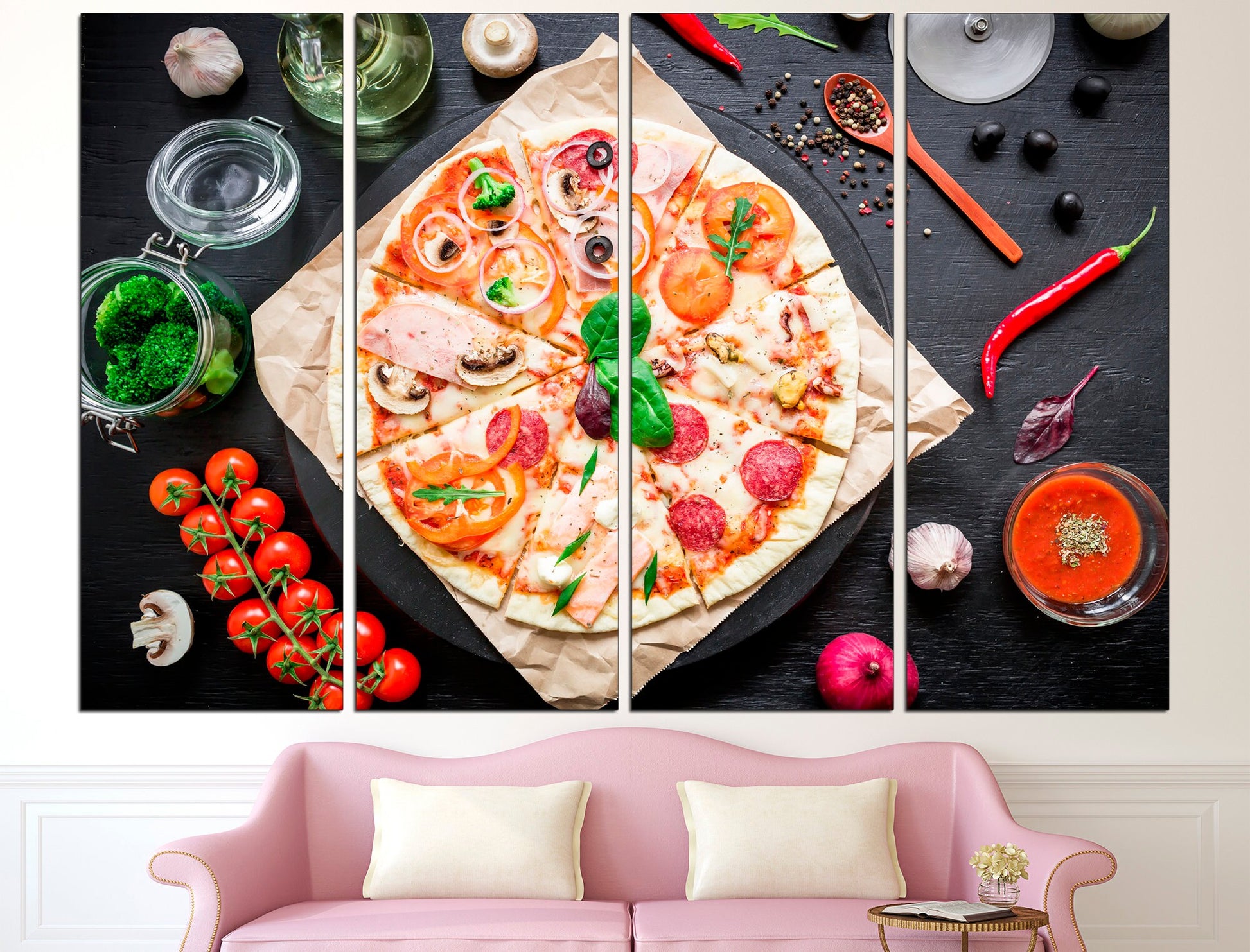 Pizza print Restaurant poster Pizza wall art, Restaurant canvas Kitchen print Pizza wall decor