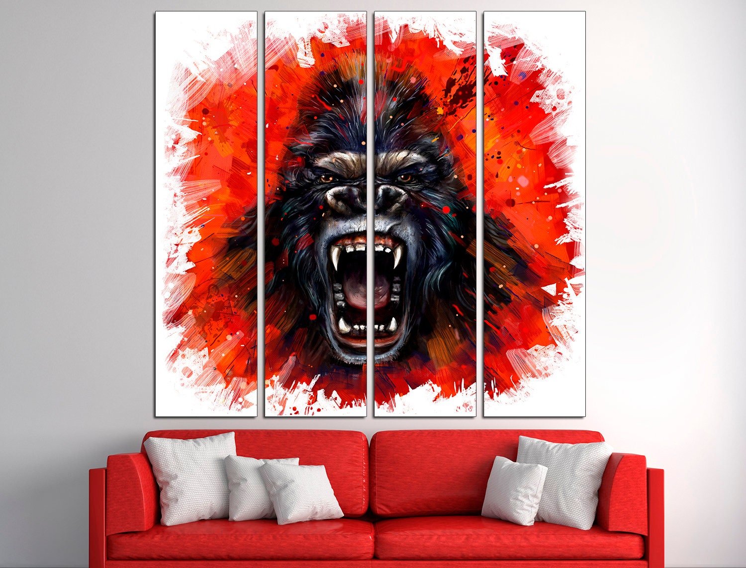 Gorilla print African animal print Gorilla wall decor, Jungle print Gorilla wall art Gorilla room decor