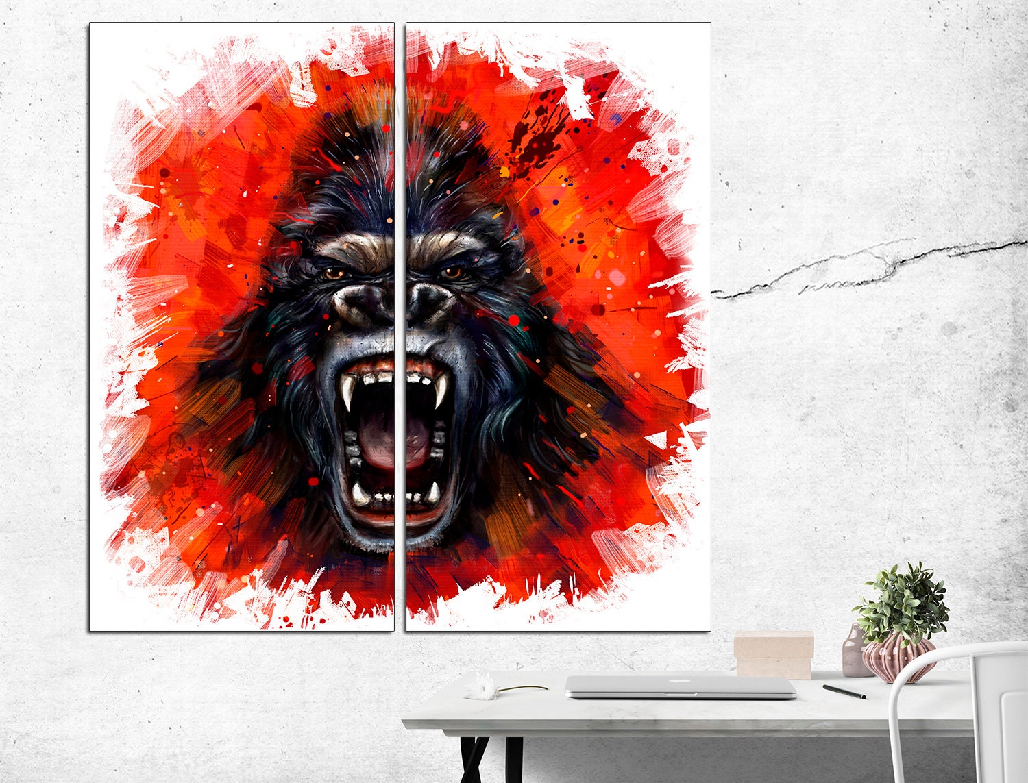 Gorilla print African animal print Gorilla wall decor, Jungle print Gorilla wall art Gorilla room decor