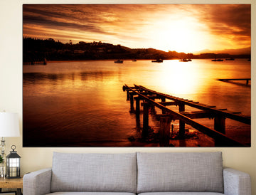 Sunset wall art Pier print Landscape wall art, Sunset photography Sunset canvas art Living room wall art