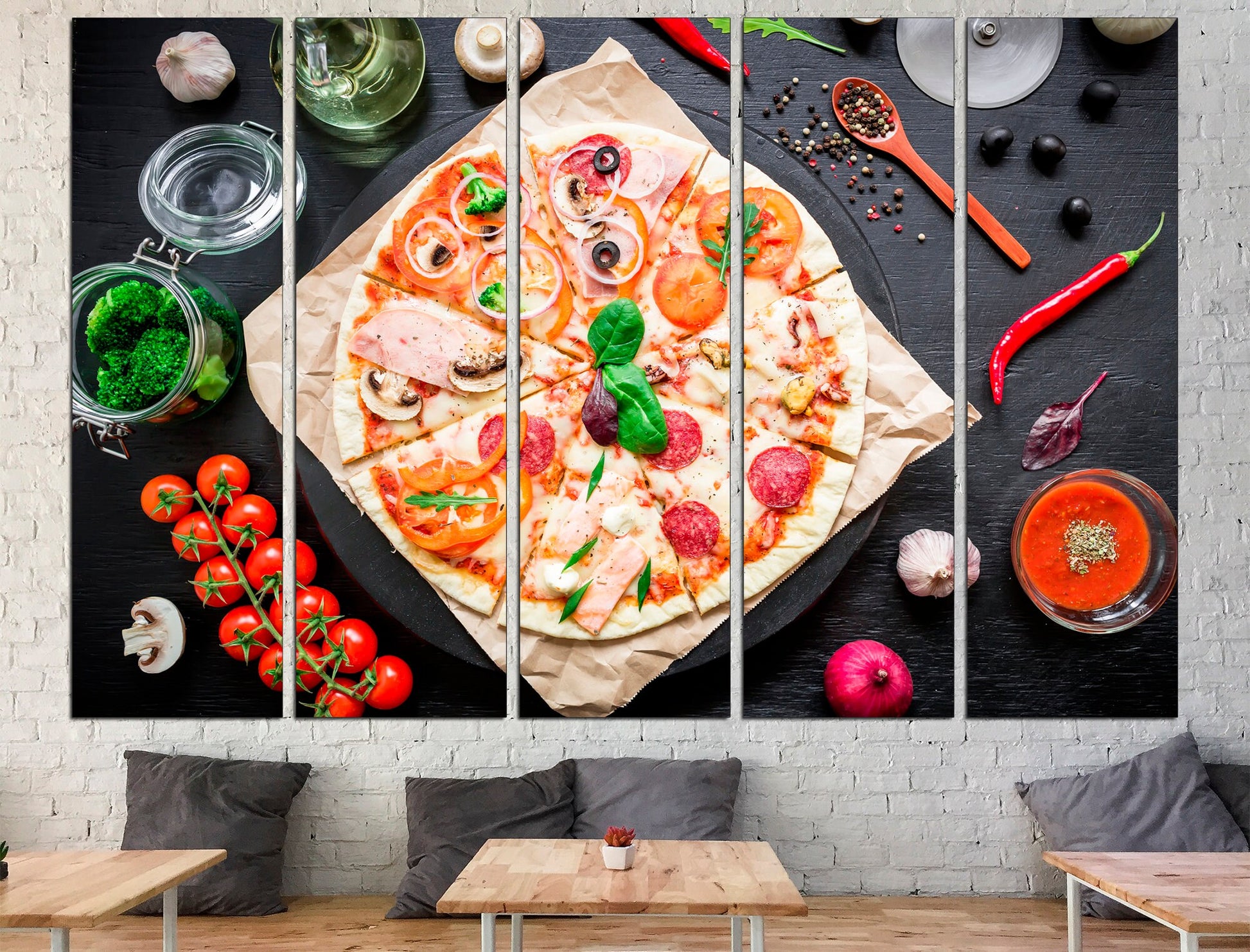 Pizza print Restaurant poster Pizza wall art, Restaurant canvas Kitchen print Pizza wall decor