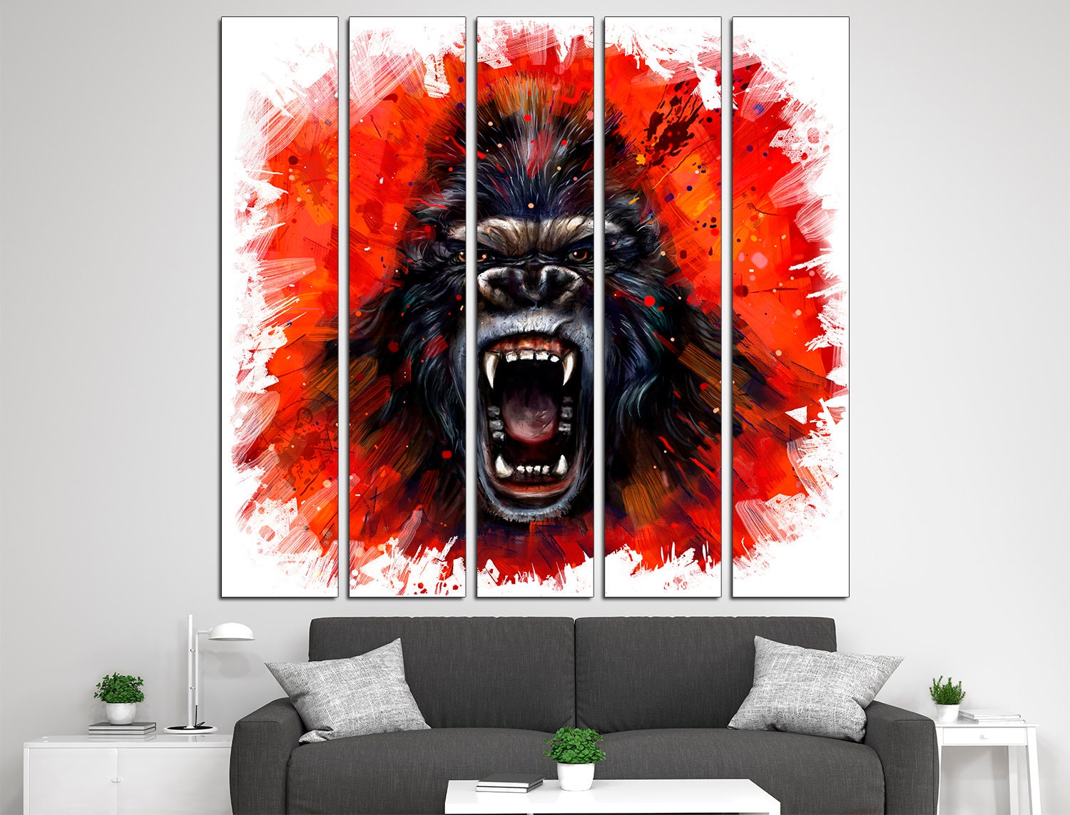 Gorilla print African animal print Gorilla wall decor, Jungle print Gorilla wall art Gorilla room decor