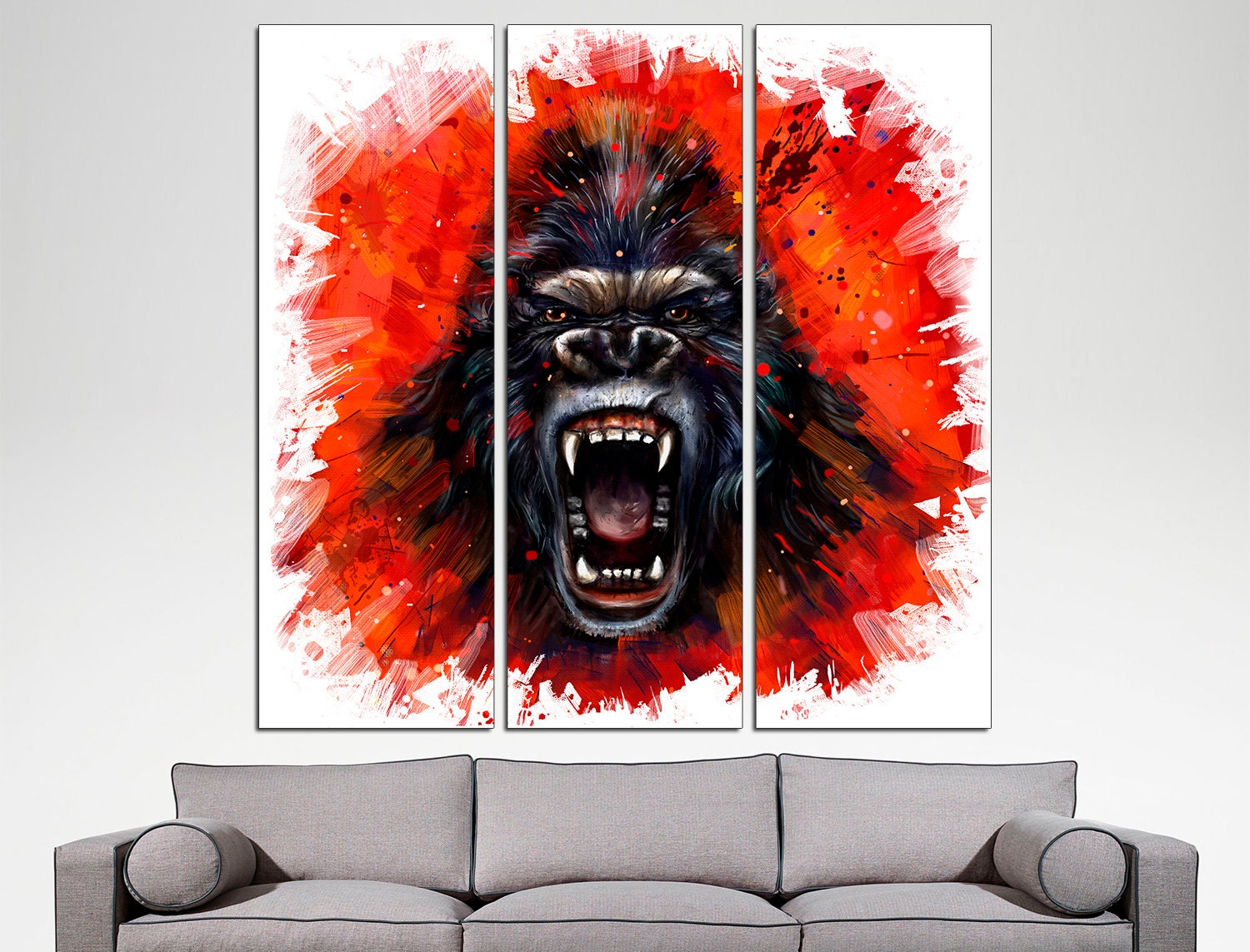 Gorilla print African animal print Gorilla wall decor, Jungle print Gorilla wall art Gorilla room decor