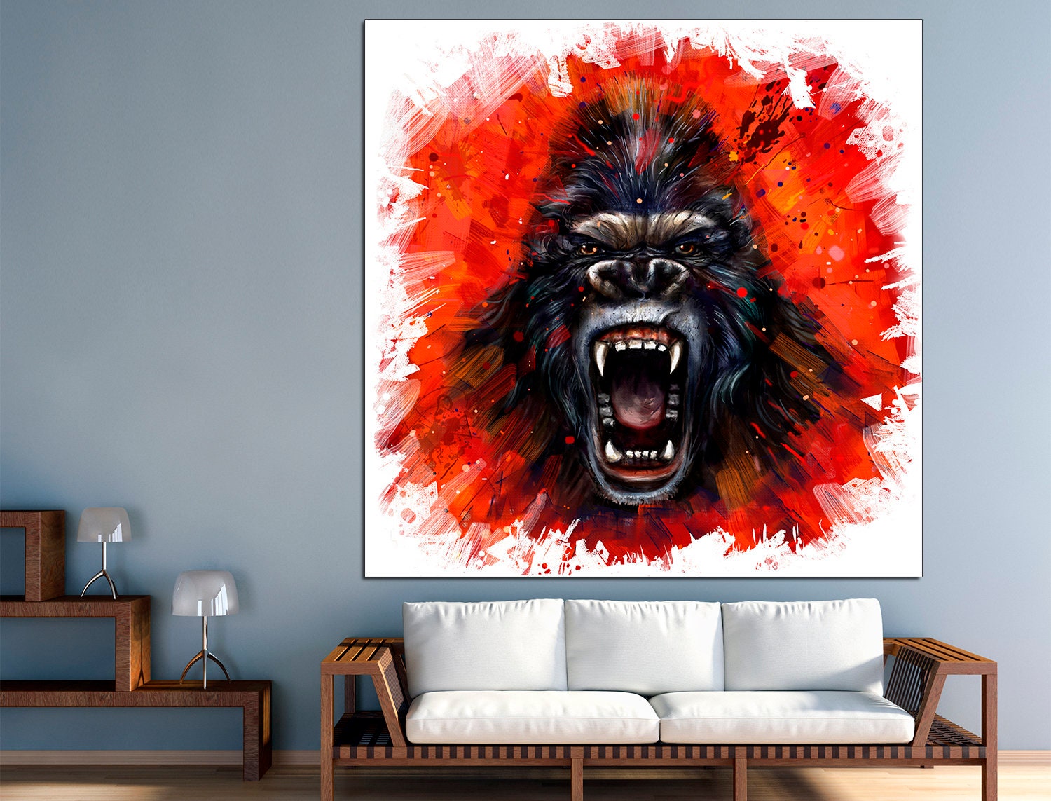 Gorilla print African animal print Gorilla wall decor, Jungle print Gorilla wall art Gorilla room decor