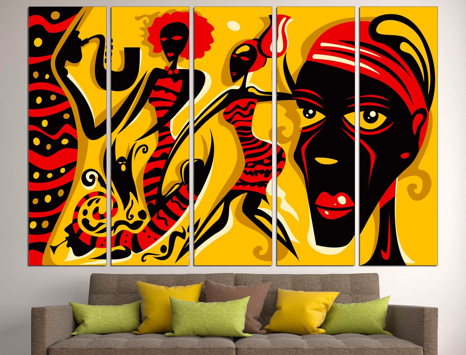 Abstract african art African women canvas African wall decor, Ethnic wall art Africa canvas art African triptych