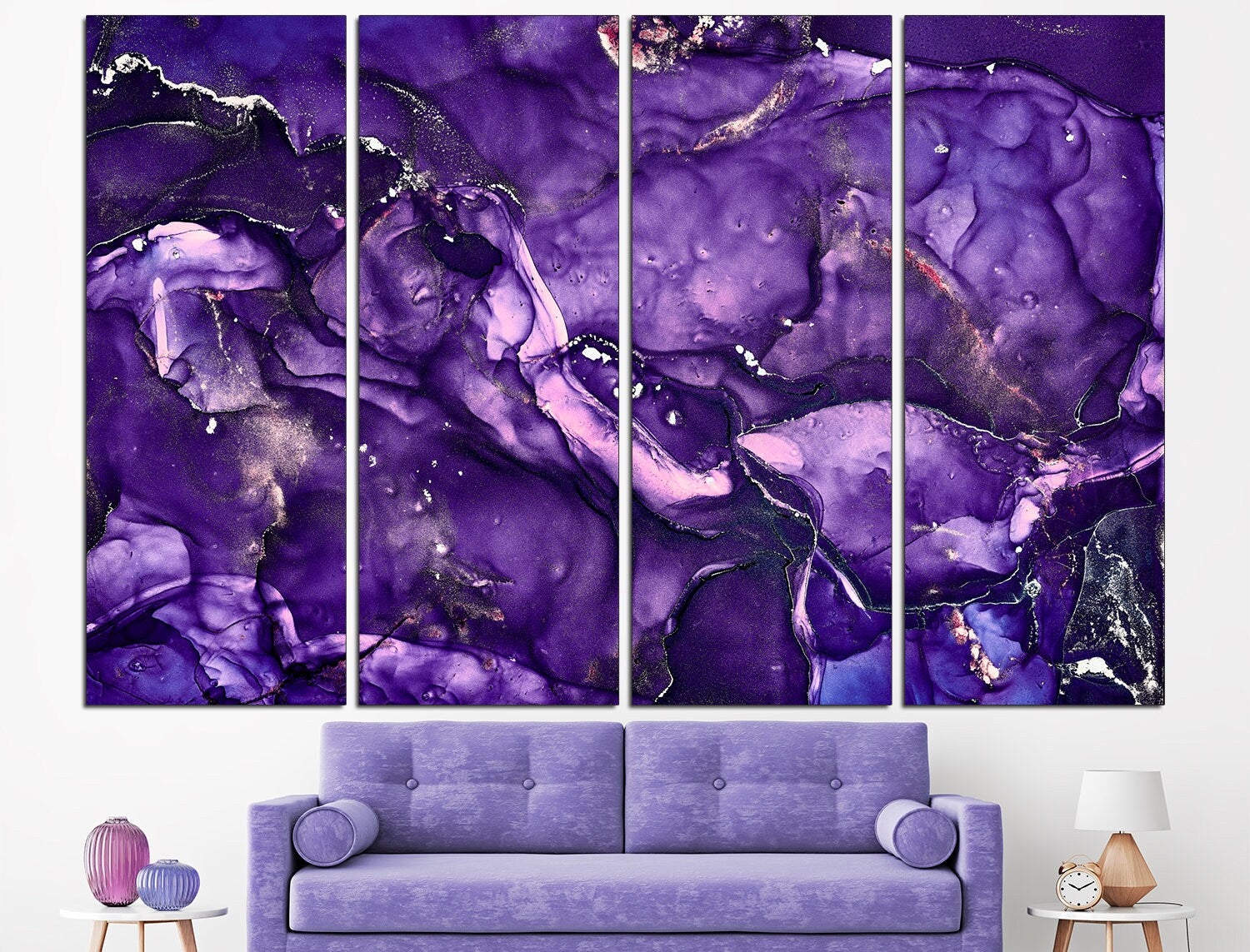 Purple wall art Marble home decor Wall art canvas, Modern canvas art Hanging canvas print Big canvas print