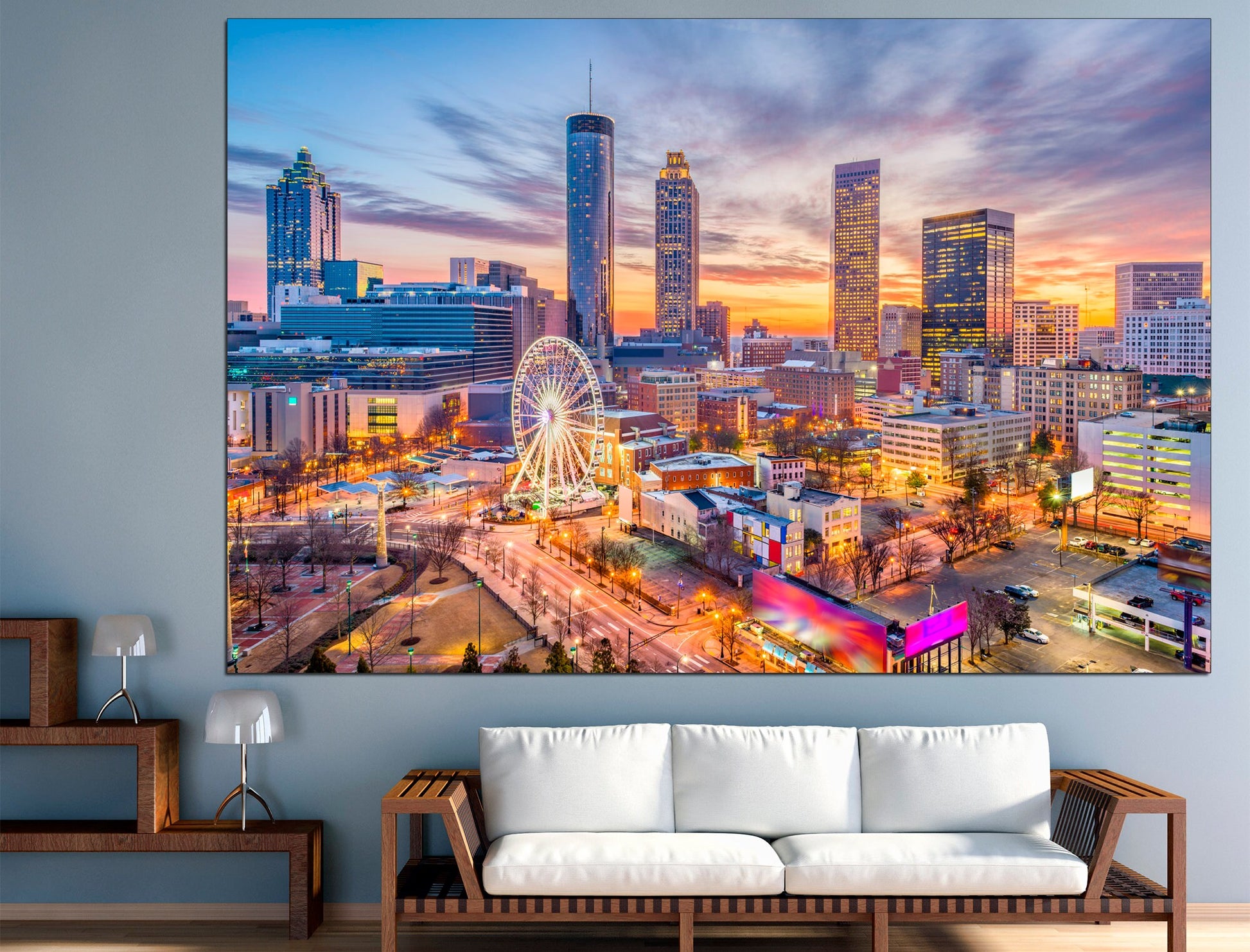 Atlanta print City wall art Atlanta skyline City poster, Atlanta wall art City canvas print Large canvas art