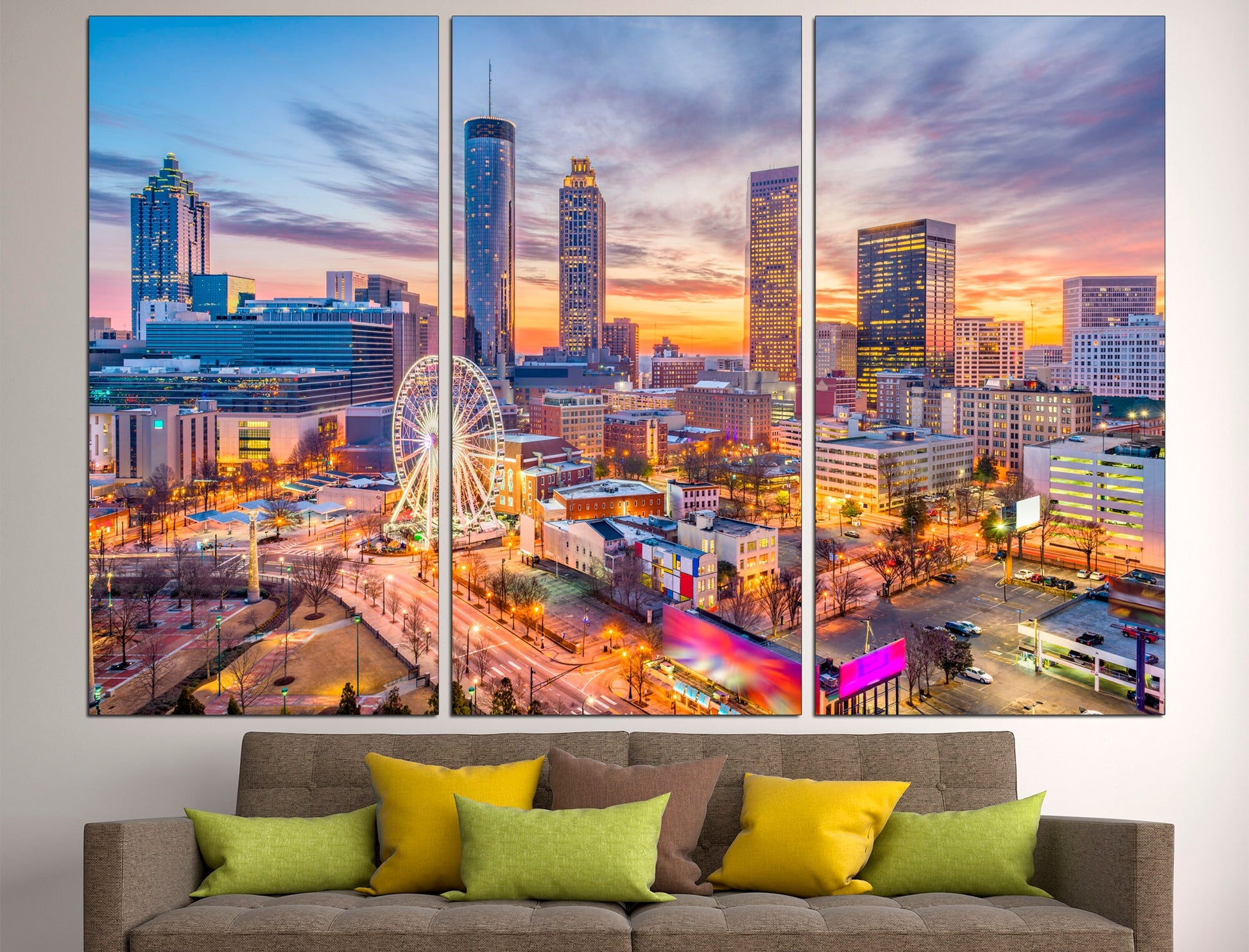 Atlanta print City wall art Atlanta skyline City poster, Atlanta wall art City canvas print Large canvas art