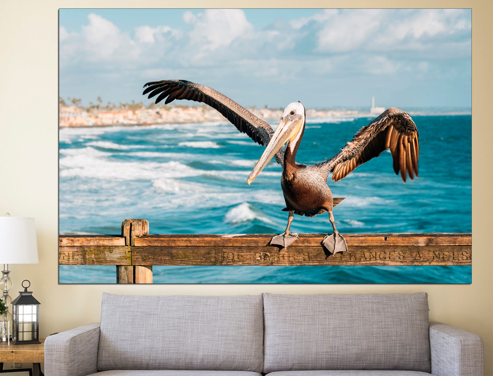 Pelican wall art Bird wall decor Coastal wall art, Pelican art Beach wall decor Home decor wall art