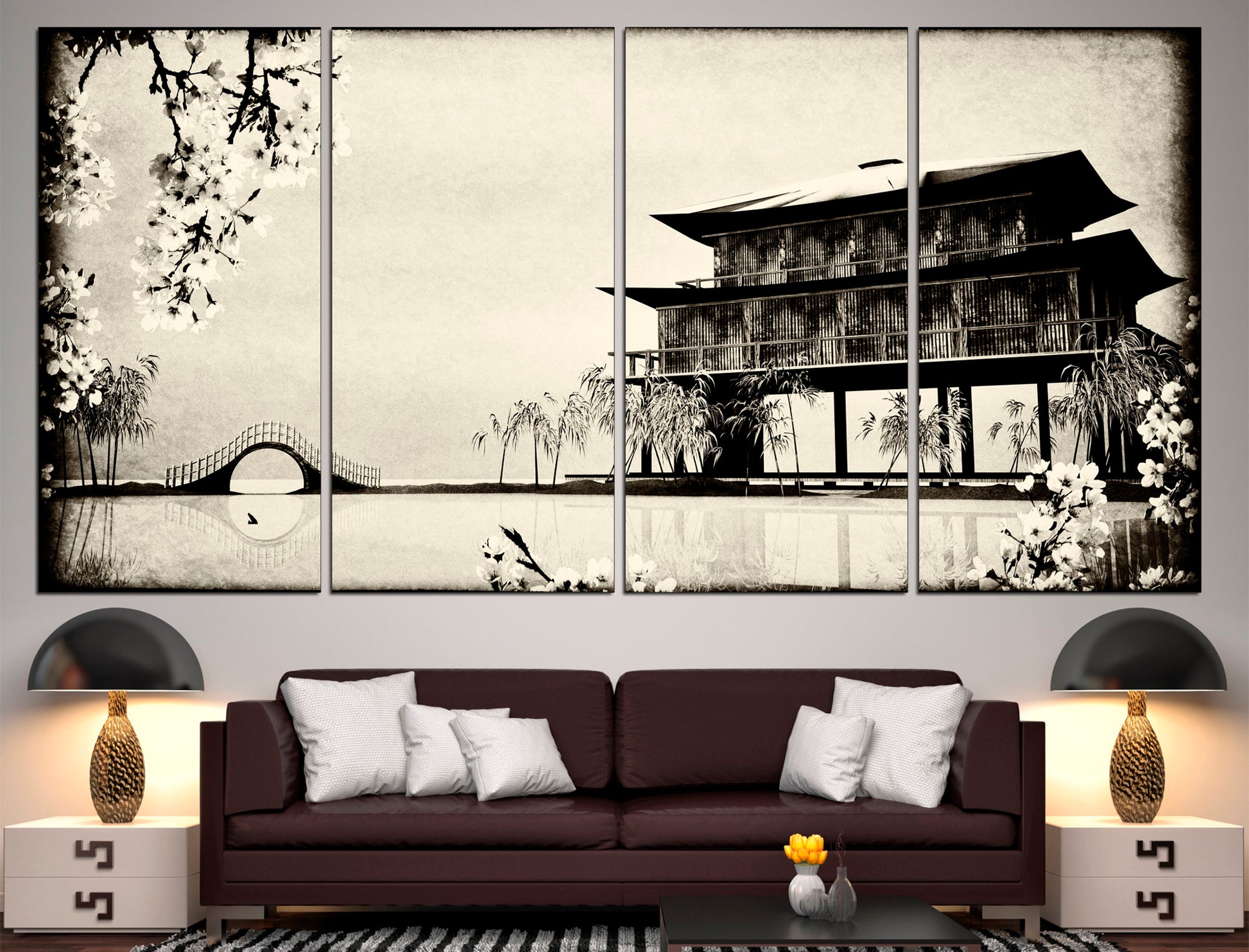 Japanese wall art 3 piece wall art Japan home decor, Asian wall art Extra large wall art Framed wall art