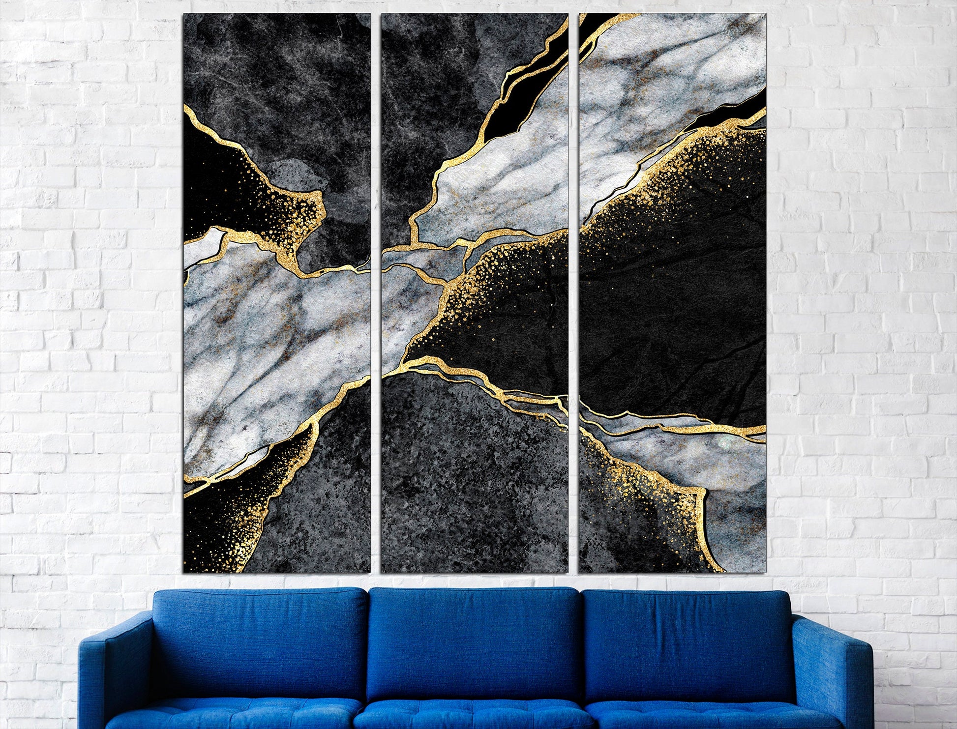 Grey gold canvas Modern wall art Gold bedroom decor, Original canvas art Gold wall decor Large canvas art