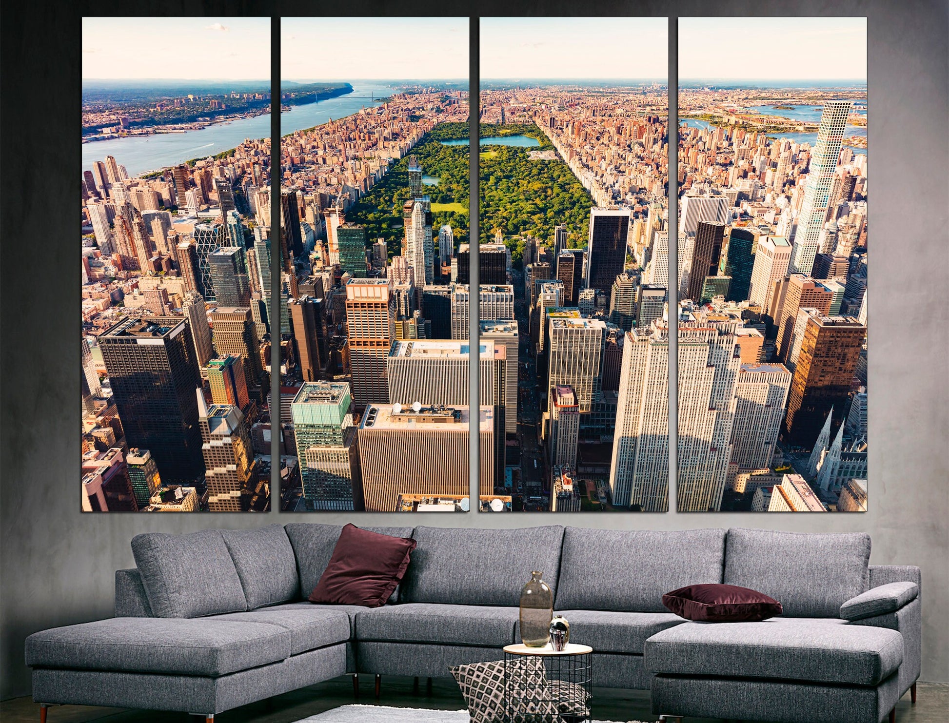 Manhattan canvas Extra large wall art Manhattan New York, Cityscape wall art 5 piece canvas Manhattan wall art