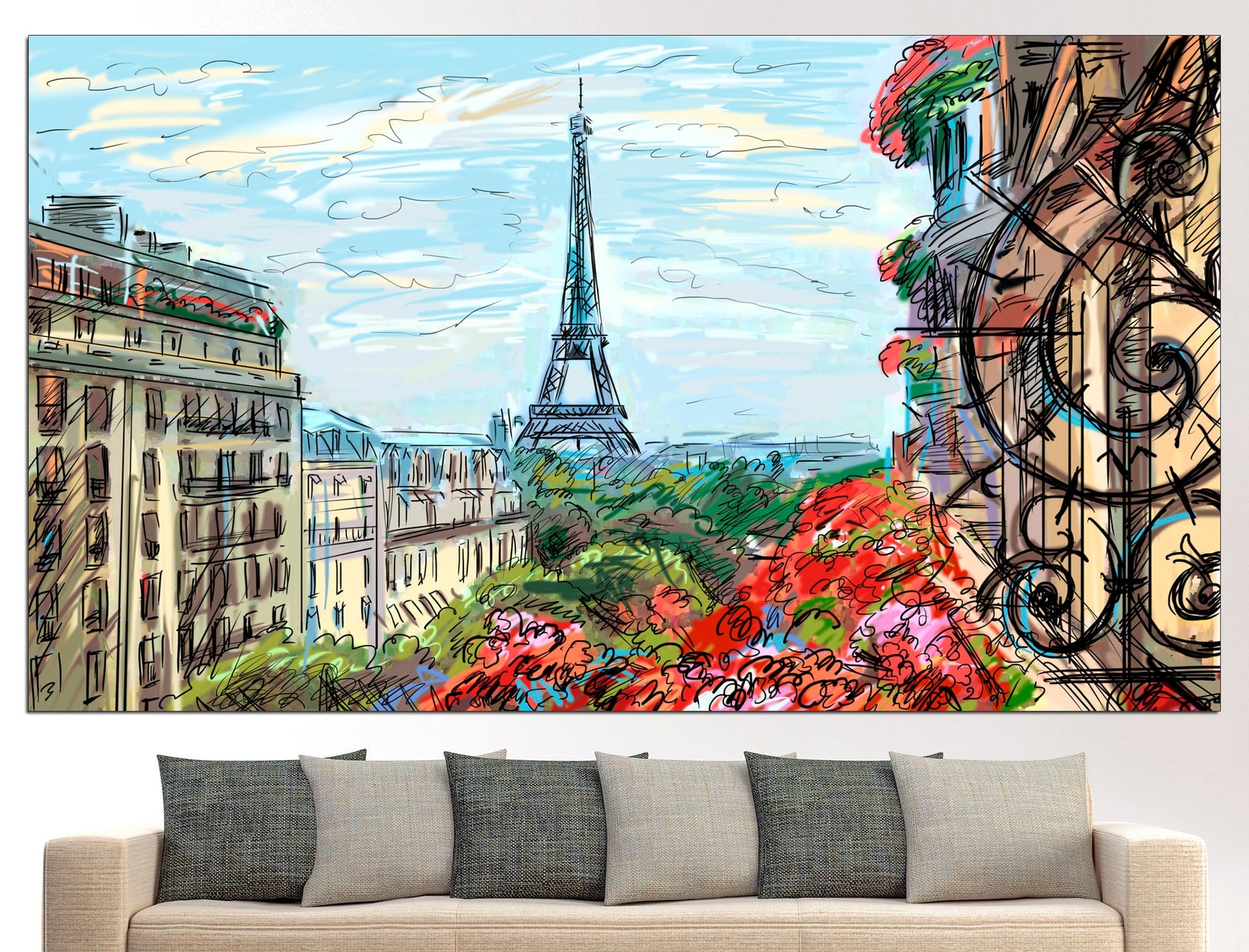 Paris canvas Multi panel canvas Paris wall art, Large canvas art Paris France Paris art print 5 panel canvas