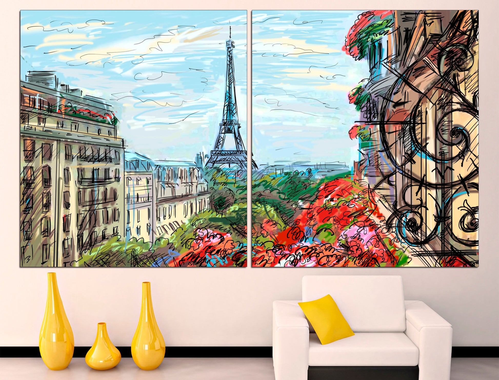 Paris canvas Multi panel canvas Paris wall art, Large canvas art Paris France Paris art print 5 panel canvas