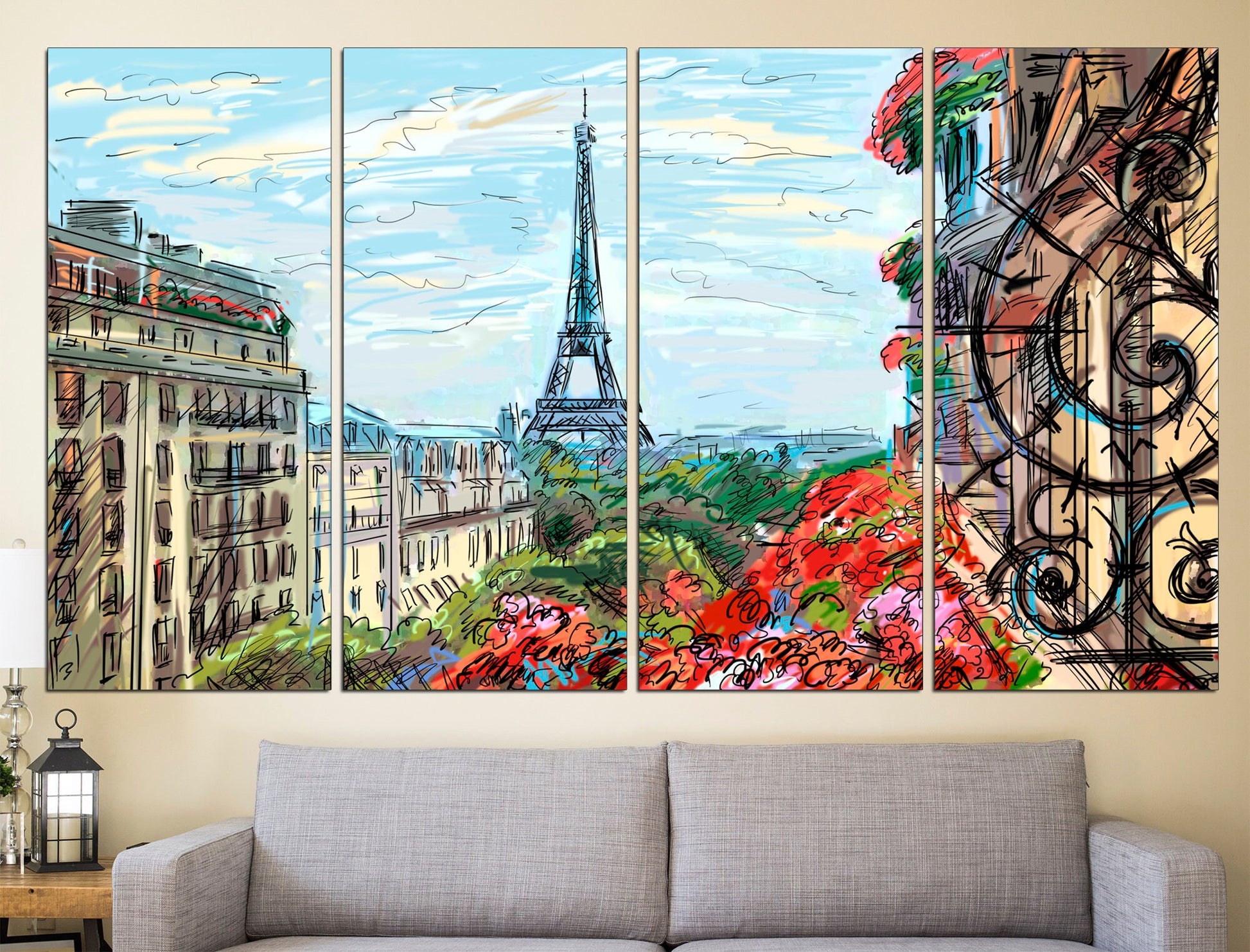 Paris canvas Multi panel canvas Paris wall art, Large canvas art Paris France Paris art print 5 panel canvas