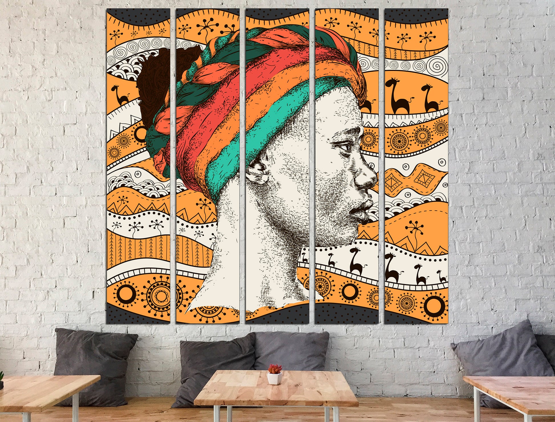 African face canvas Ethnic wall decor African wall art, African woman art Colorful african art African home decor