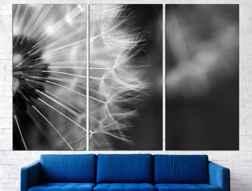 Macro flower canvas Black white wall art Botanical print set, Multi panel canvas Flower wall decor Black modern art