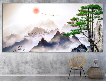 Japanese wall art Mountain print art Japan print, Mountain canvas art Japan home decor Asian wall decor