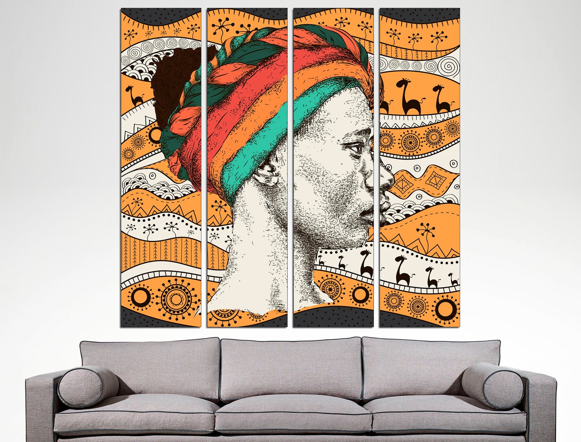 African face canvas Ethnic wall decor African wall art, African woman art Colorful african art African home decor
