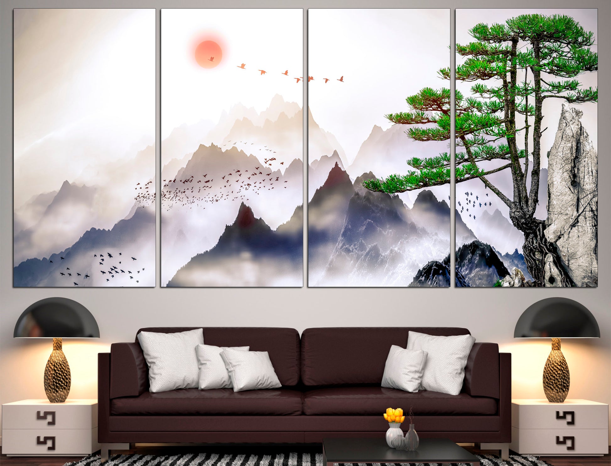 Japanese wall art Mountain print art Japan print, Mountain canvas art Japan home decor Asian wall decor