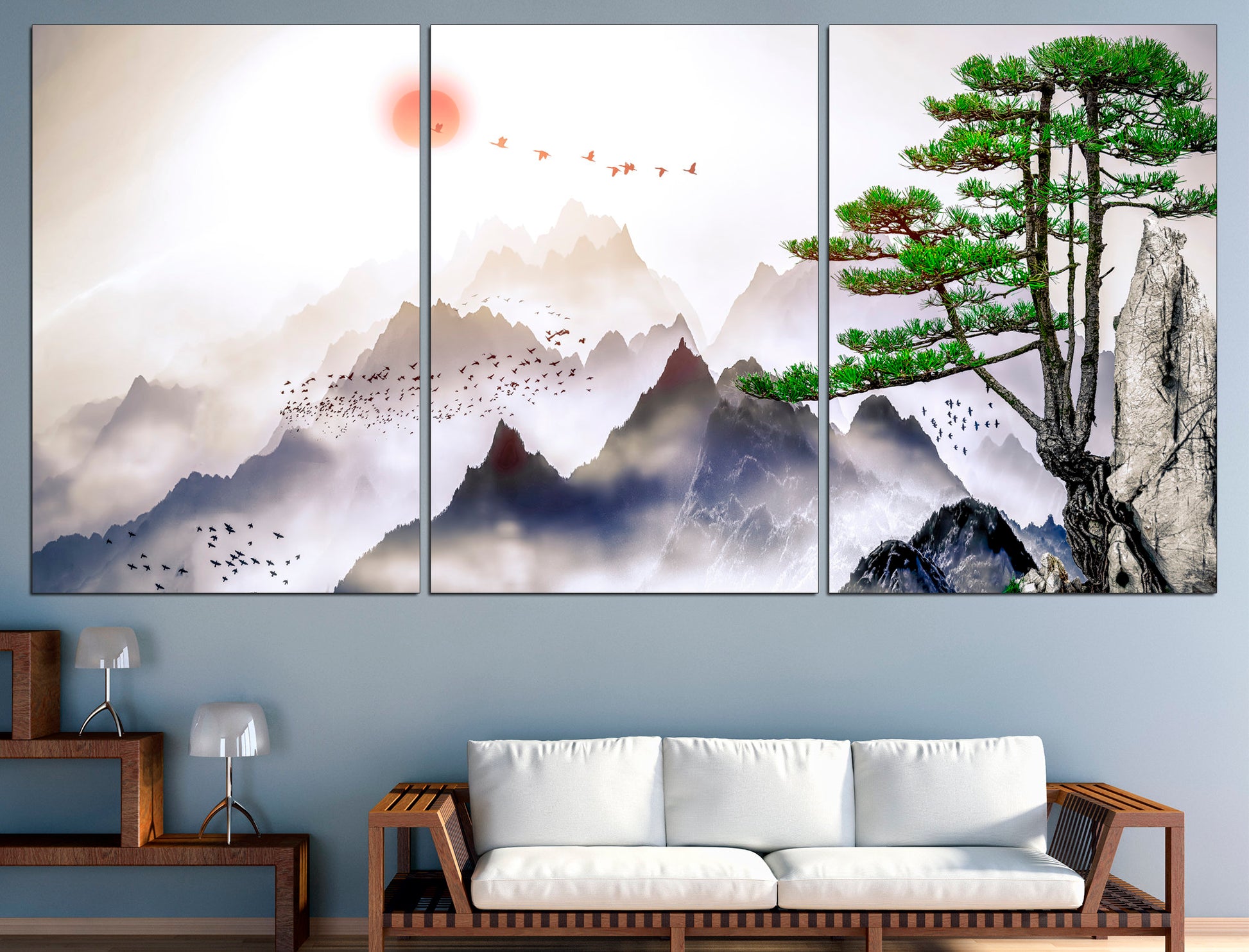 Japanese wall art Mountain print art Japan print, Mountain canvas art Japan home decor Asian wall decor