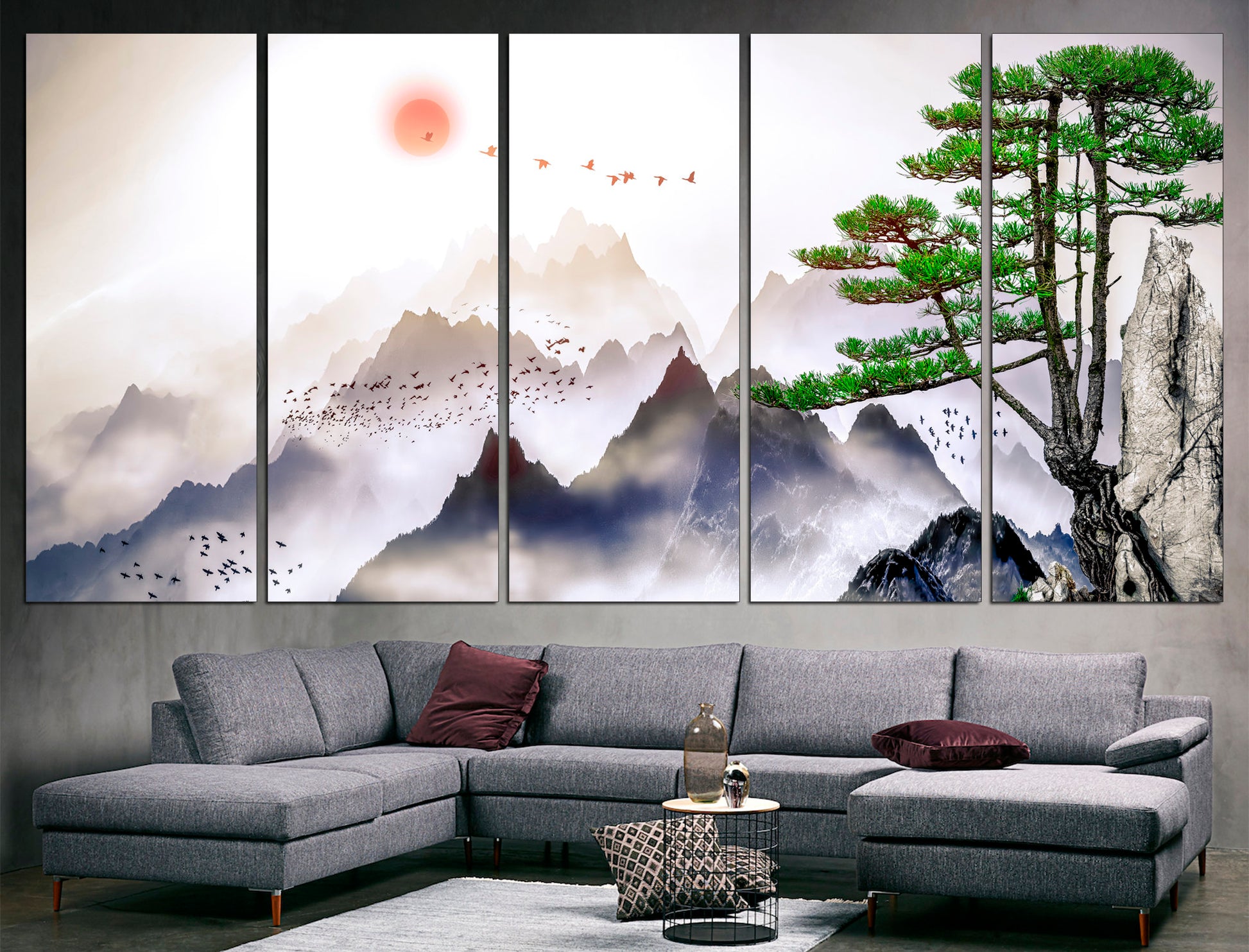 Japanese wall art Mountain print art Japan print, Mountain canvas art Japan home decor Asian wall decor