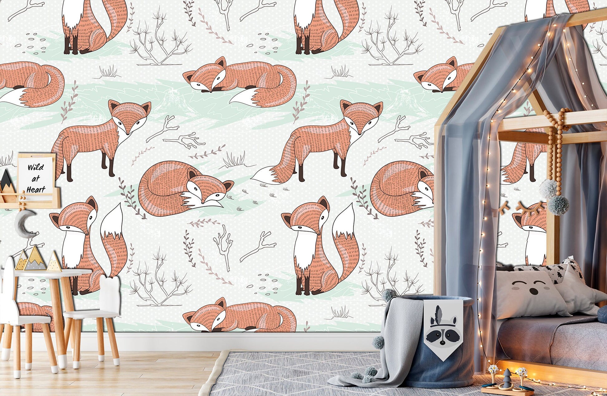 Cute fox Kids wallpaper Nursery wall art Fox wall art, Animals wallpaper Peel stick wallpaper Gifts for fox lovers