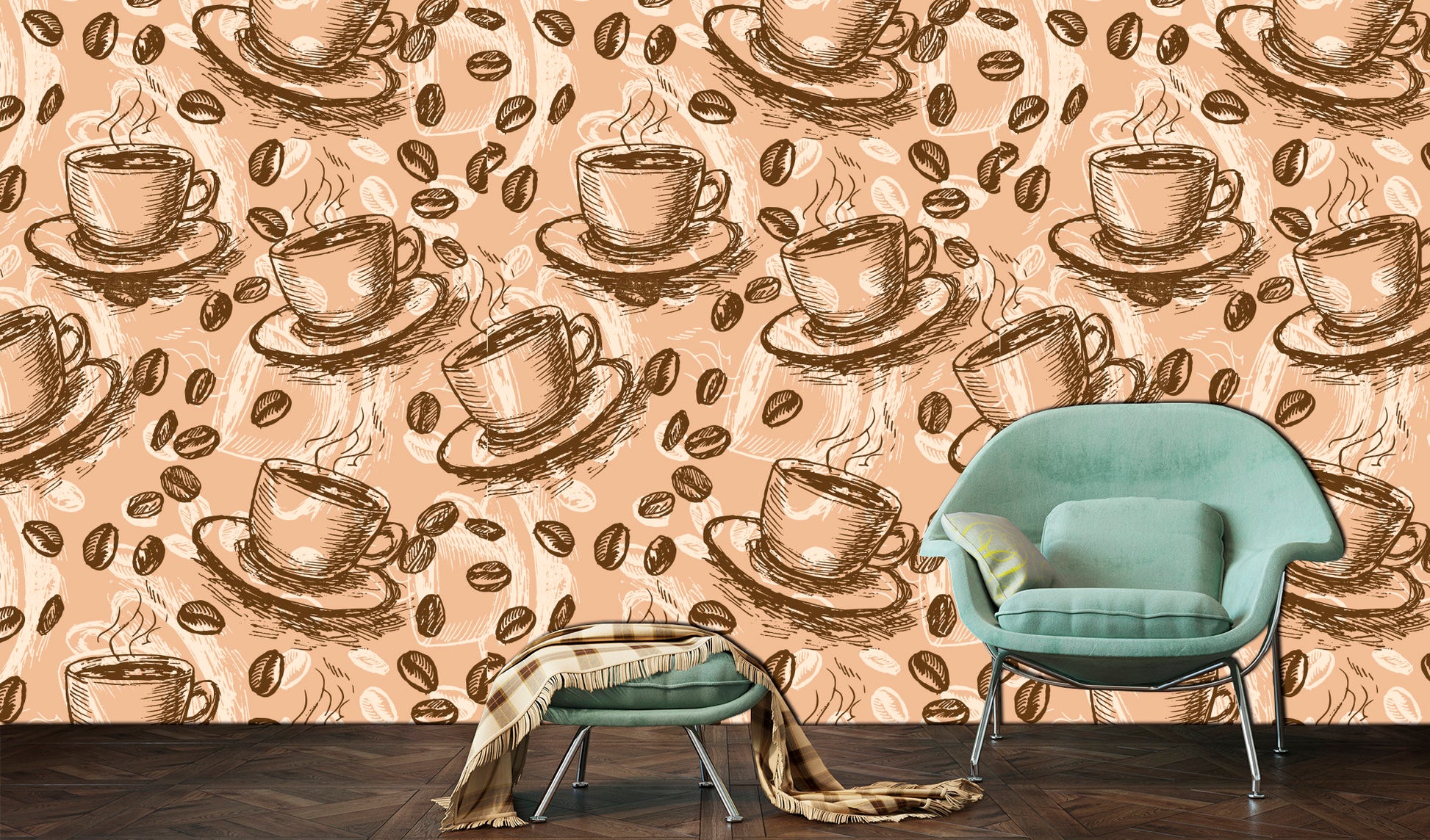 Coffee house decor Kitchen wallpaper Coffee wall art, Coffee art print Wallpaper roll Coffee home decor