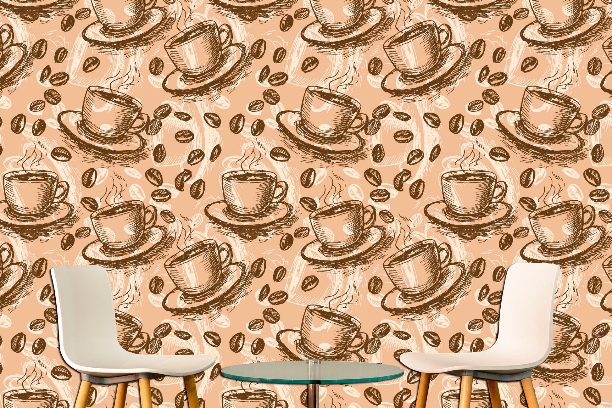 Coffee house decor Kitchen wallpaper Coffee wall art, Coffee art print Wallpaper roll Coffee home decor