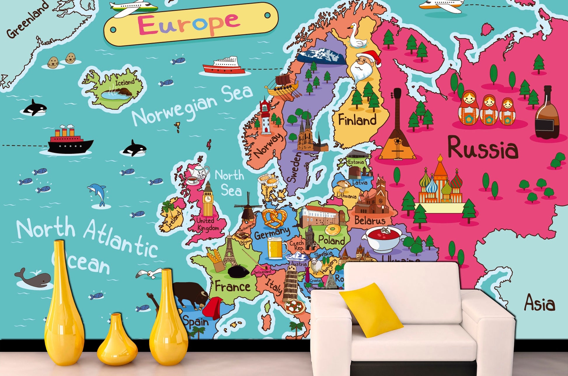 Europe maps Wallpaper roll Europe wall art World map wallpaper, Map wall decor Modern wallpaper Map print