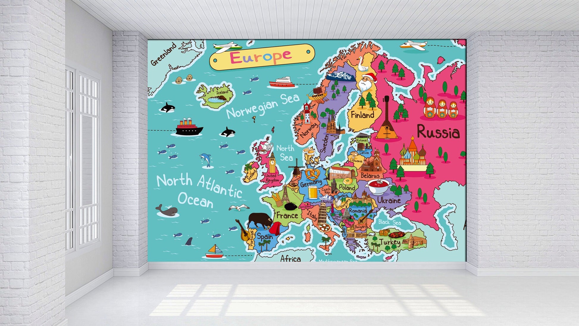 Europe maps Wallpaper roll Europe wall art World map wallpaper, Map wall decor Modern wallpaper Map print