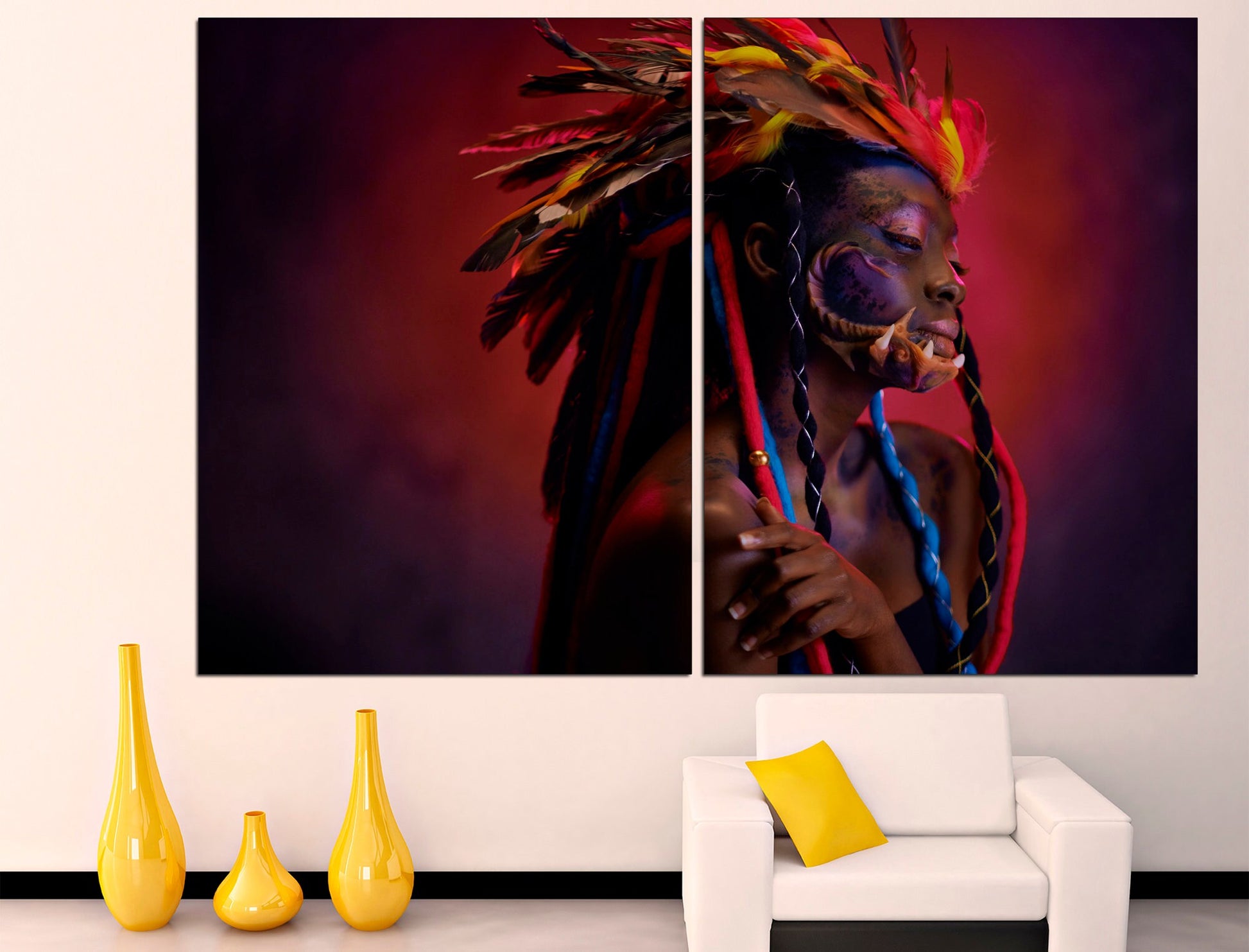 Indians canvas Colorful wall art American indian, Big canvas wall art Native american art Modern wall art