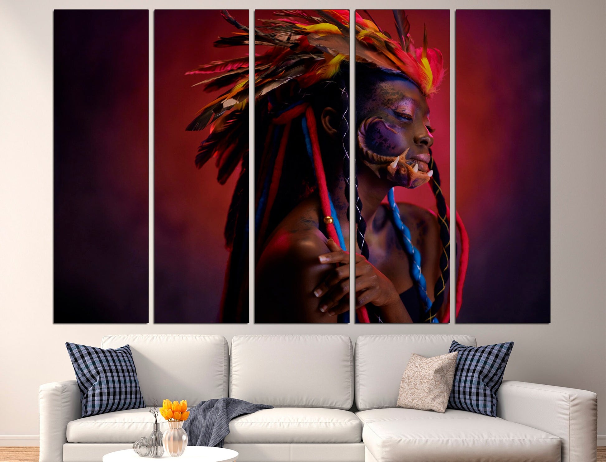 Indians canvas Colorful wall art American indian, Big canvas wall art Native american art Modern wall art