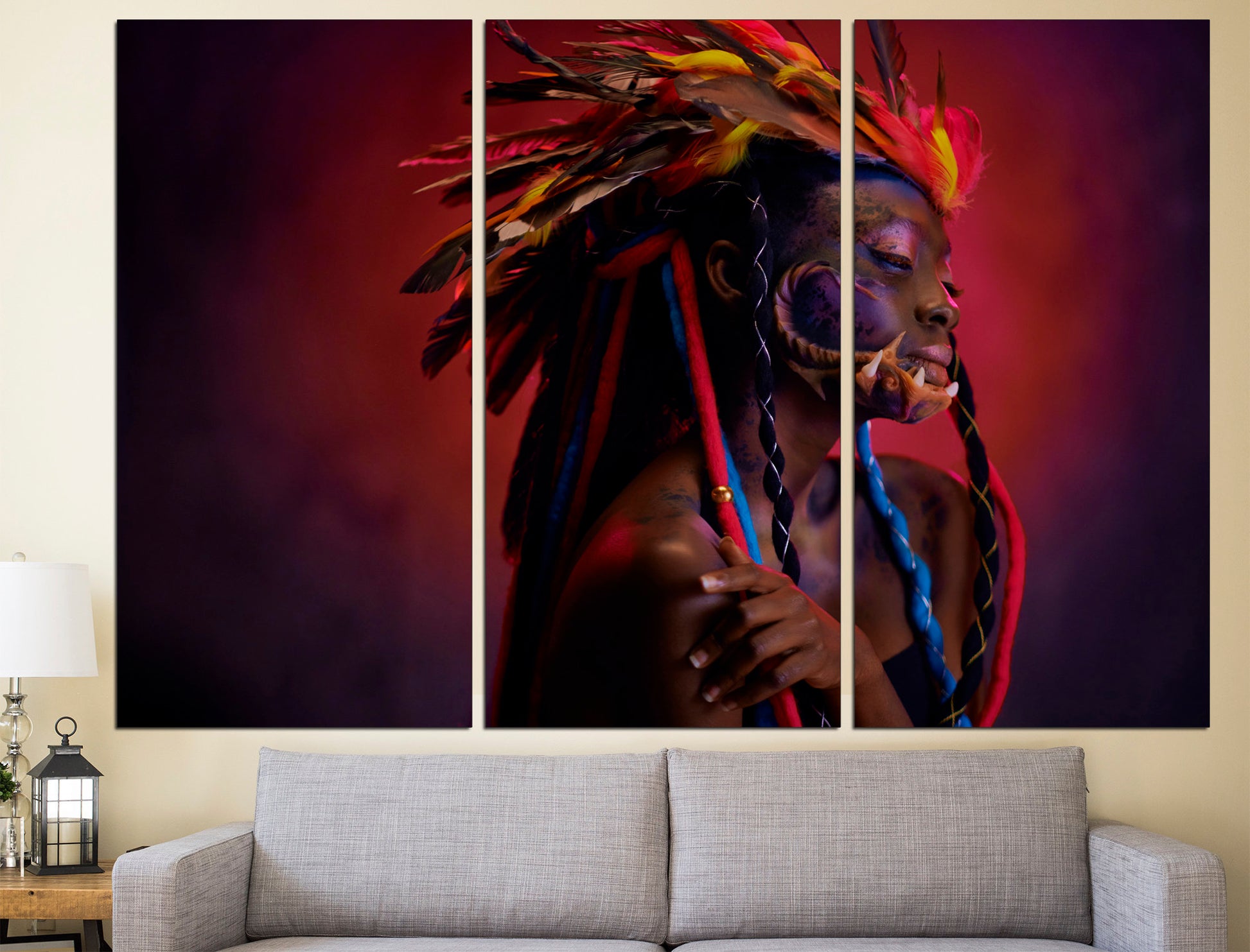 Indians canvas Colorful wall art American indian, Big canvas wall art Native american art Modern wall art