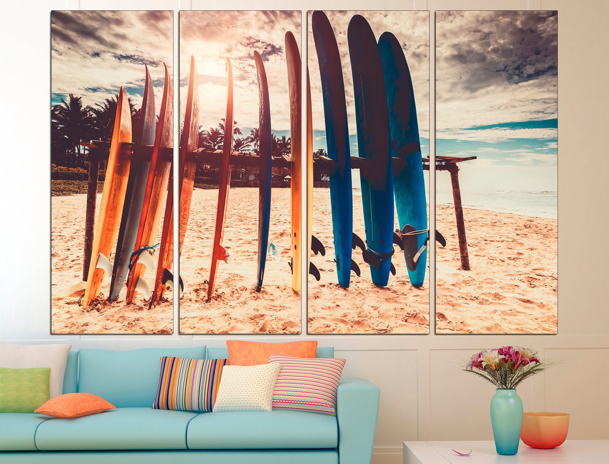 Surfboard wall art Surfing canvas Framed canvas Beach house decor, Surfboard print Large canvas art Surf decor Framed canvas