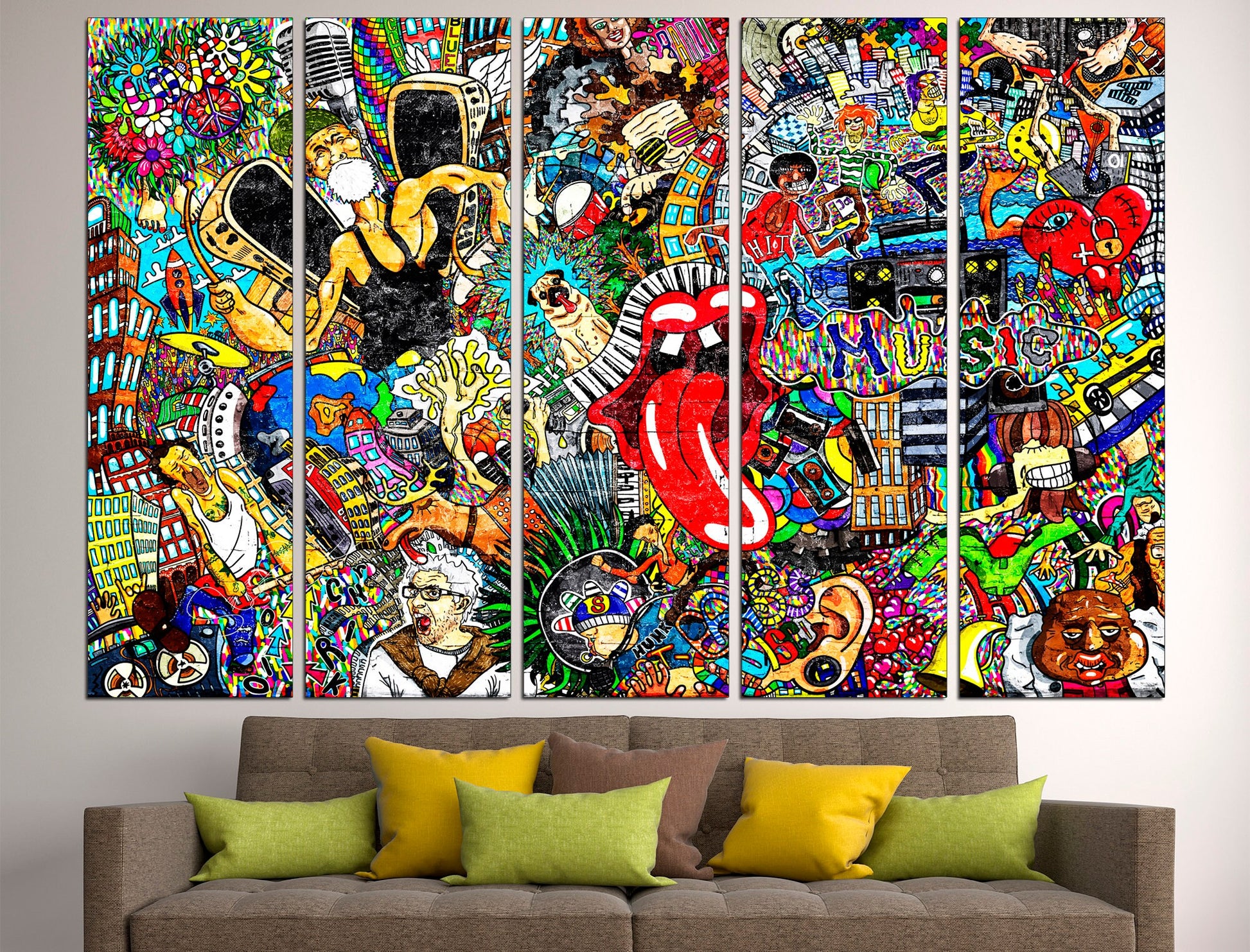 Graffiti canvas Trendy wall art Modern graffiti art, Multi panel canvas Graffiti art canvas Colorful wall art