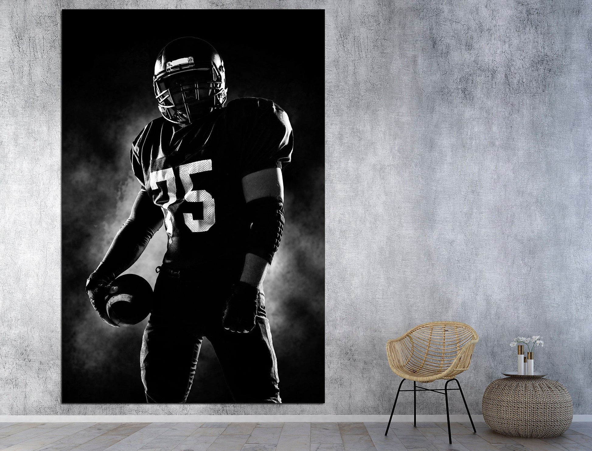 Football man canvas Sports gifts for him Canvas wall art, Football decor Man cave wall art Sports wall decor