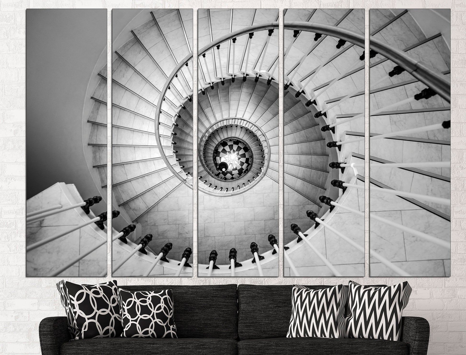 Vatican staircase Vintage art prints Large canvas print, Staircase decor Black white print Classic art prints