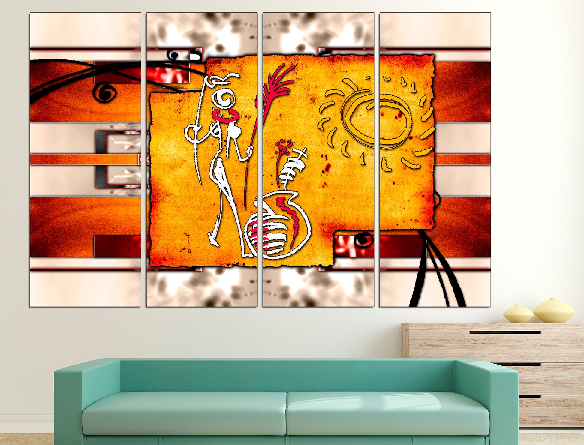 African tribal art Large canvas print African dance canvas, Wall art canvas Dance wall art Colorful african art