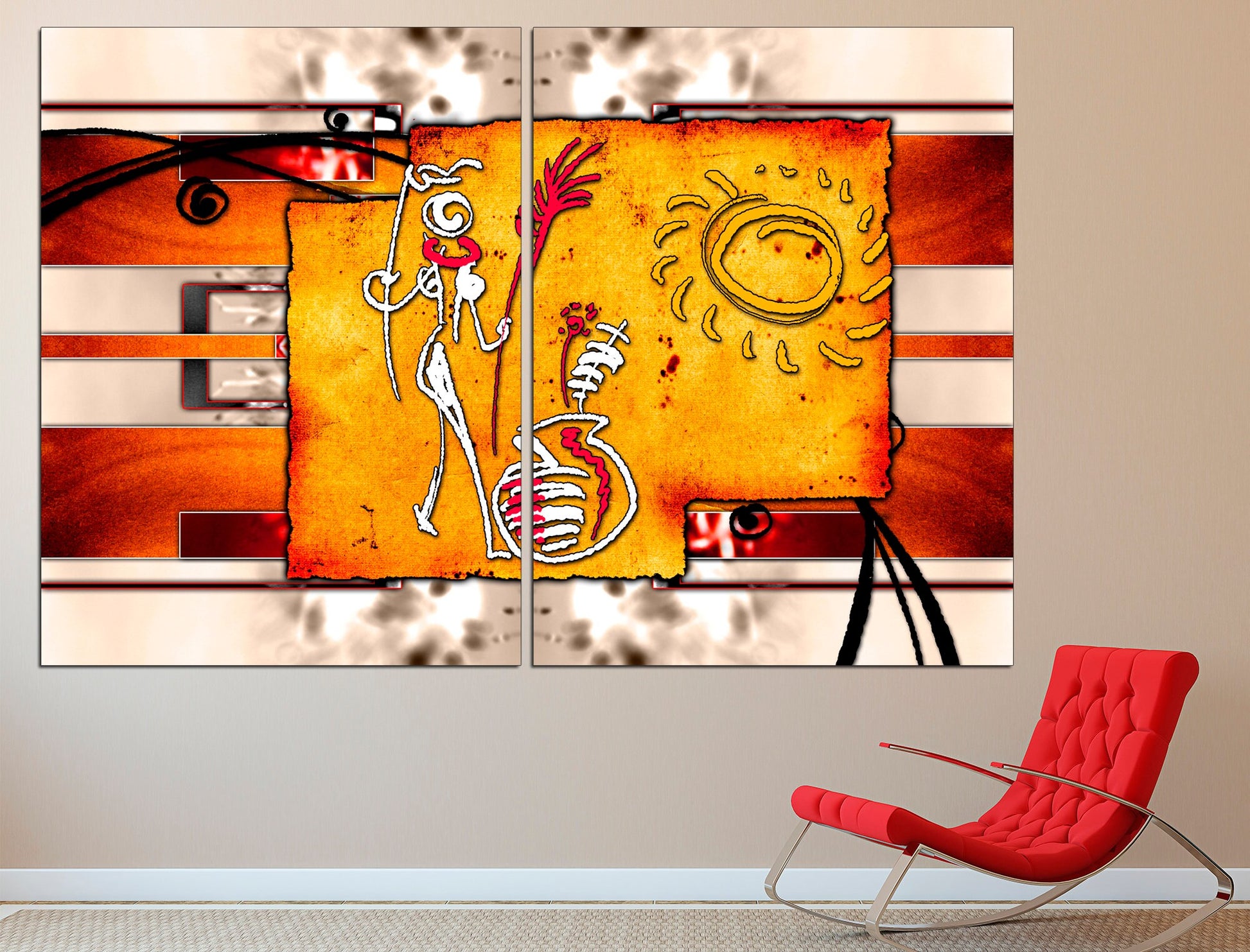 African tribal art Large canvas print African dance canvas, Wall art canvas Dance wall art Colorful african art