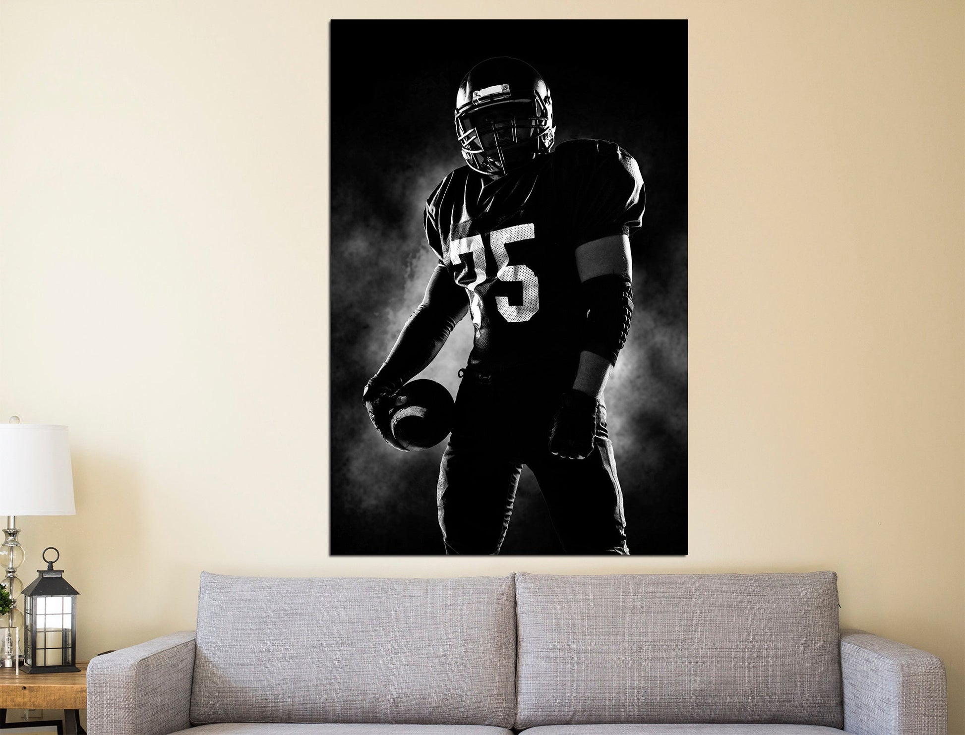 Football man canvas Sports gifts for him Canvas wall art, Football decor Man cave wall art Sports wall decor