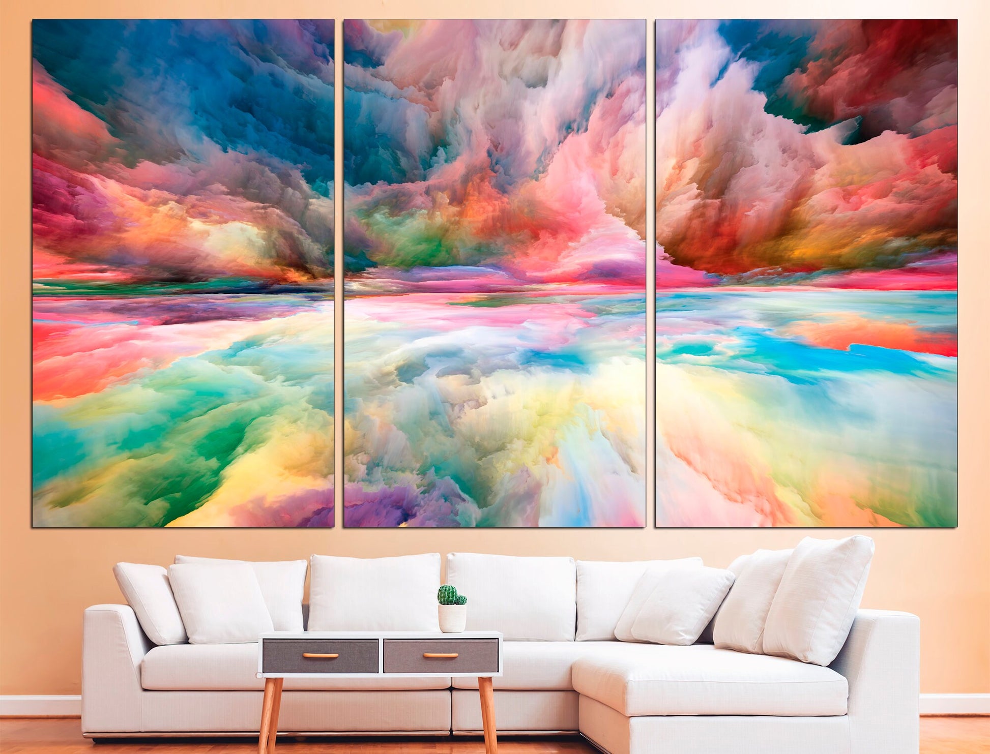 Colorful cloud print Modern art print Watercolor print, Colorful wall art Cloud wall art Colorful wall decor