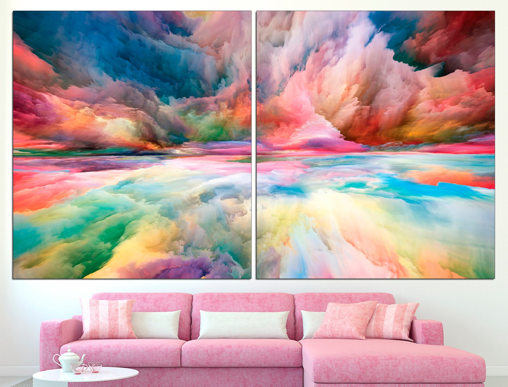 Colorful cloud print Modern art print Watercolor print, Colorful wall art Cloud wall art Colorful wall decor